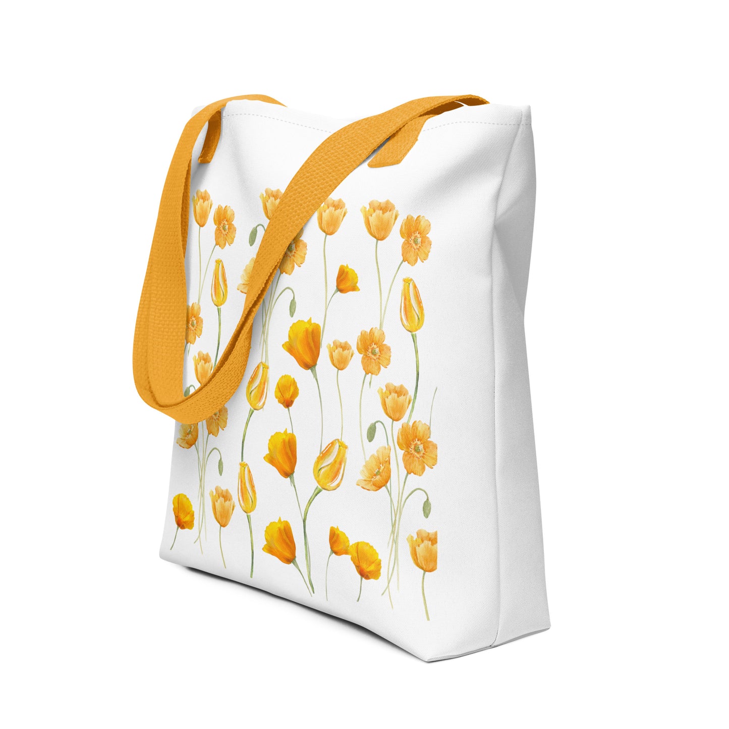 15″ × 15″ Orange Flowers Tote bag, Floral Shoulder Bag