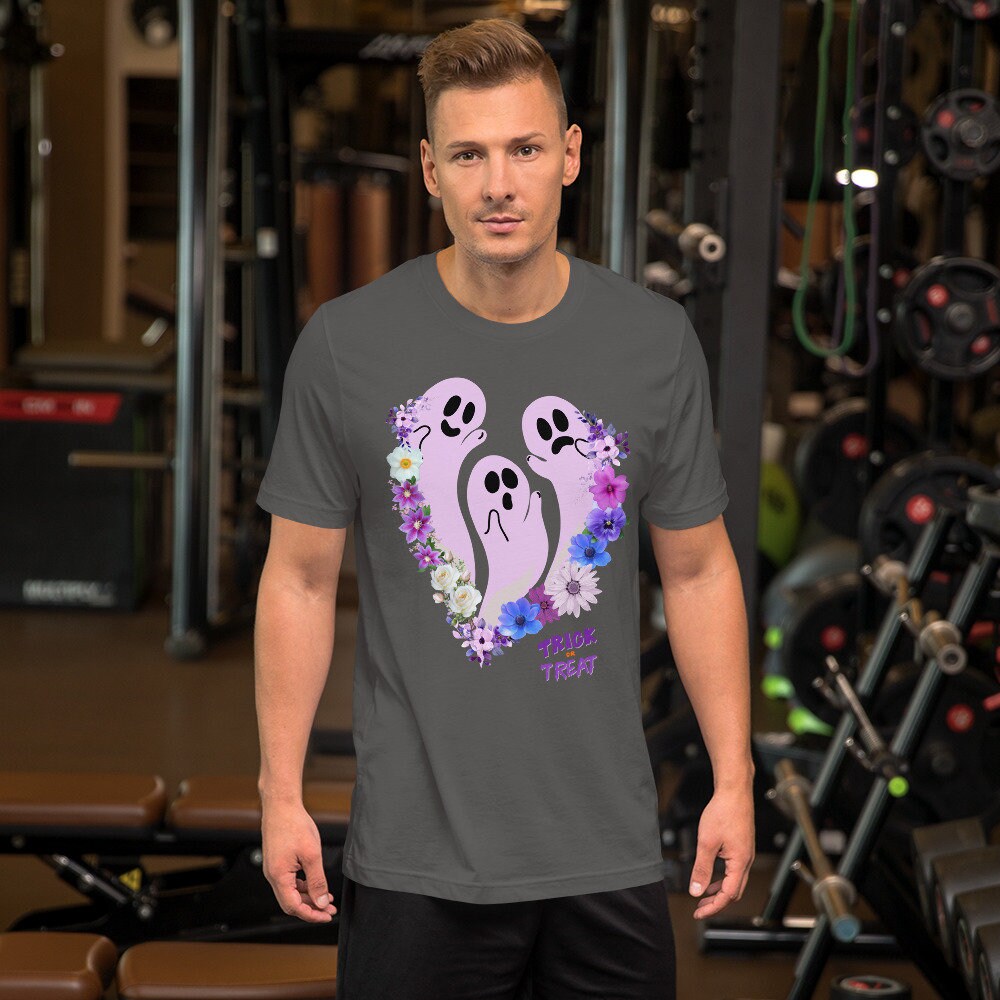 Cute Floral trick or treat ghost t-shirt, Halloween Shirt, Spooky Shirt, Ghost Floral Shirt