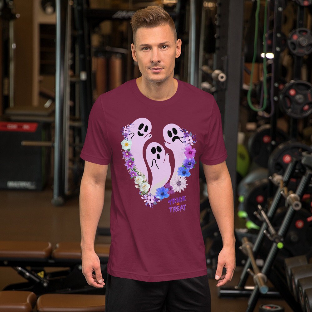 Cute Floral trick or treat ghost t-shirt, Halloween Shirt, Spooky Shirt, Ghost Floral Shirt
