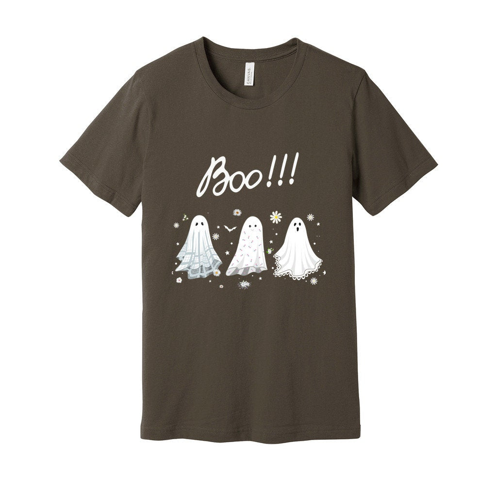 Unisex Jersey Ghost Tee, Haloween Top, Spooky Shirt, Fall Top, Graphic Fall Tee