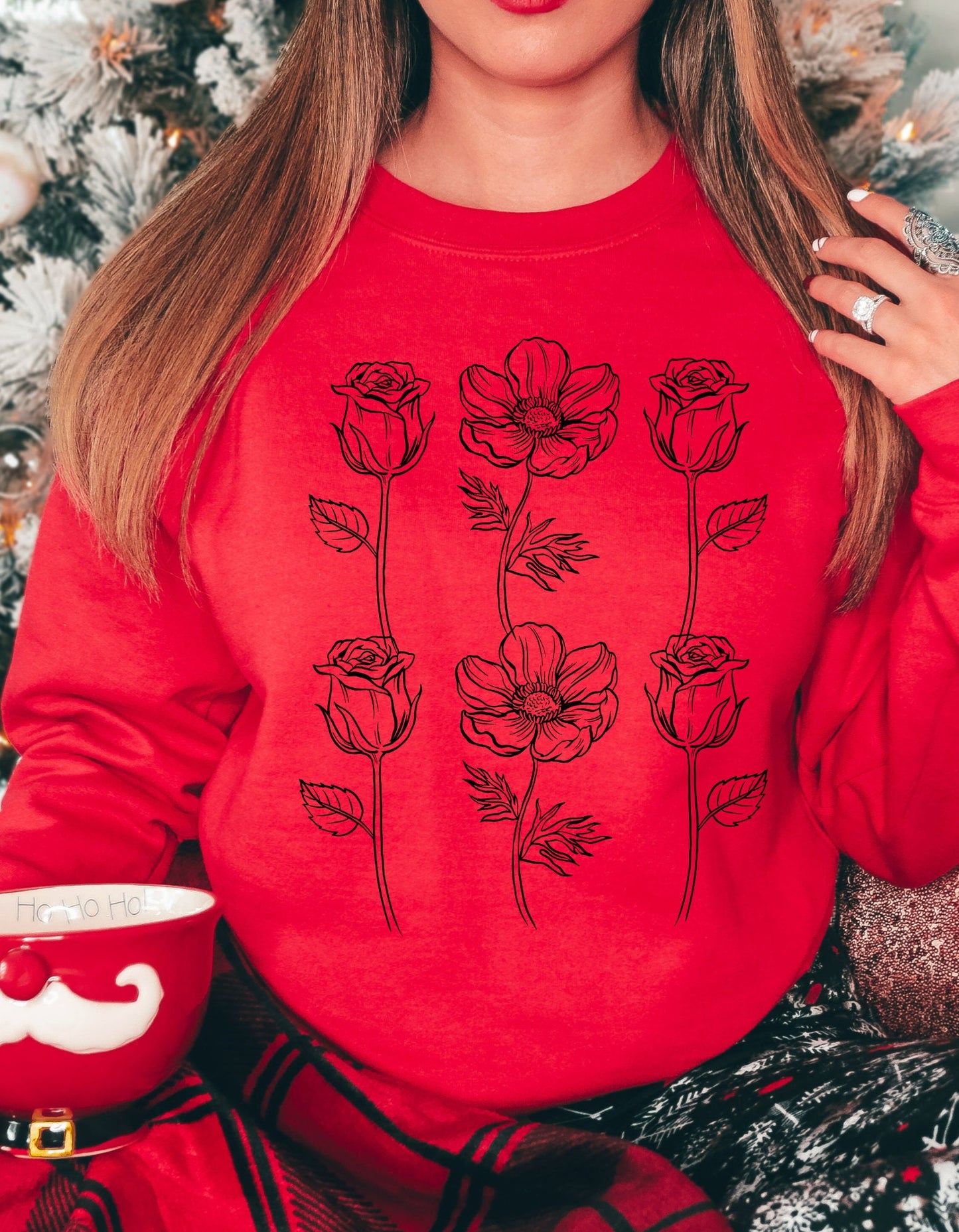 Flowers Sweatshirt, Floral Sweater for Women, Nature Lovers Unisex Heavy Blend Crewneck Sweatshirt