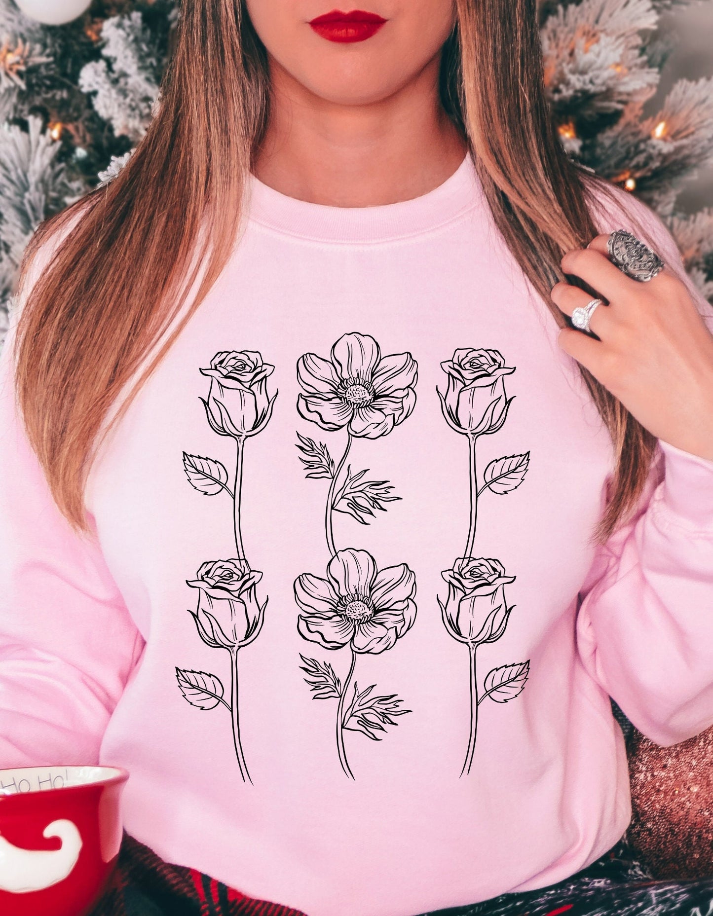 Flowers Sweatshirt, Floral Sweater for Women, Nature Lovers Unisex Heavy Blend Crewneck Sweatshirt