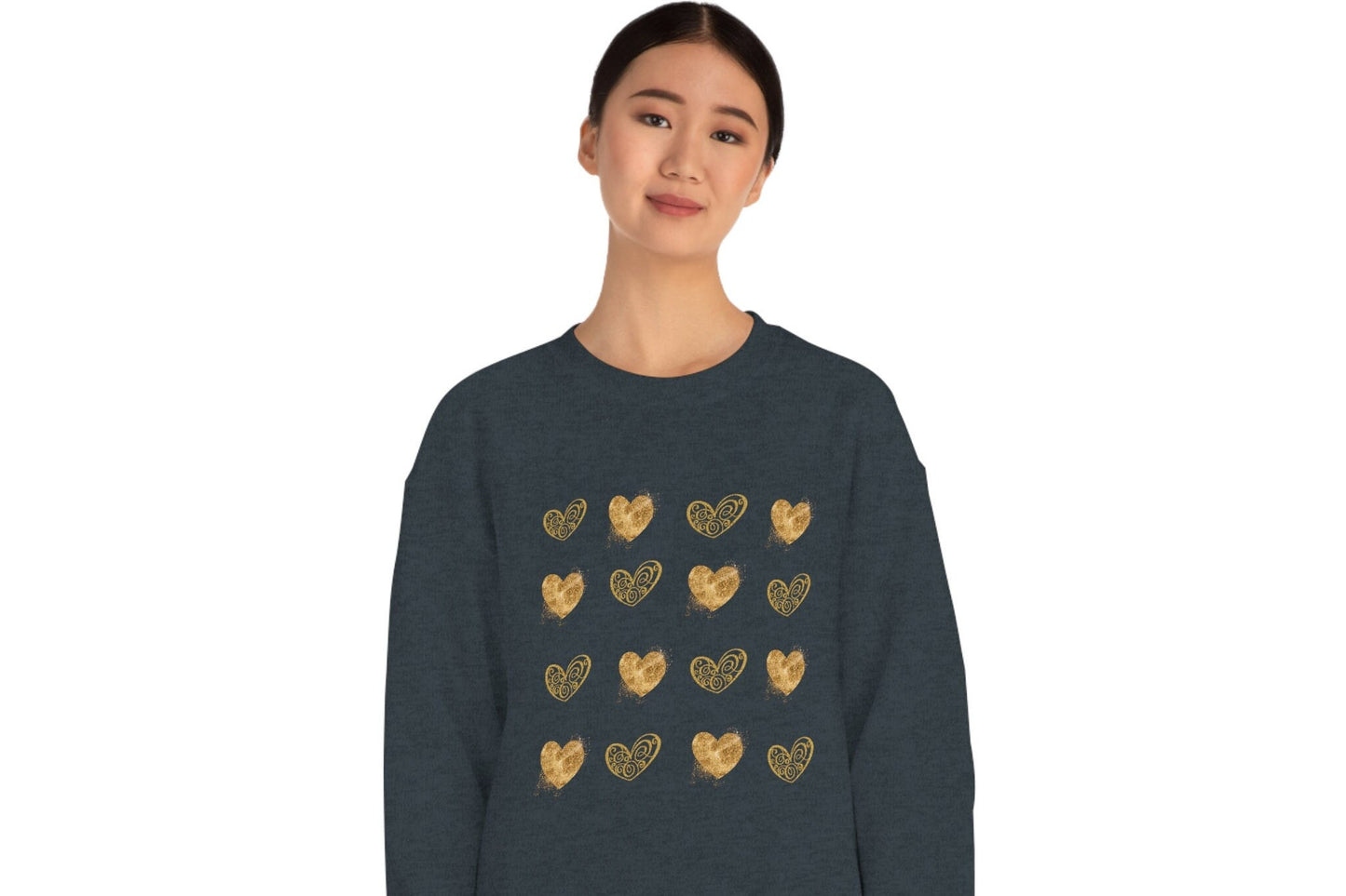 Golden Hearts Valentine Sweatshirt, Valentine sweater, Valentine Gift Sweater, Unisex Heavy Blend Crewneck Sweatshirt