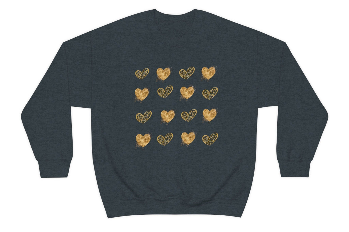 Golden Hearts Valentine Sweatshirt, Valentine sweater, Valentine Gift Sweater, Unisex Heavy Blend Crewneck Sweatshirt