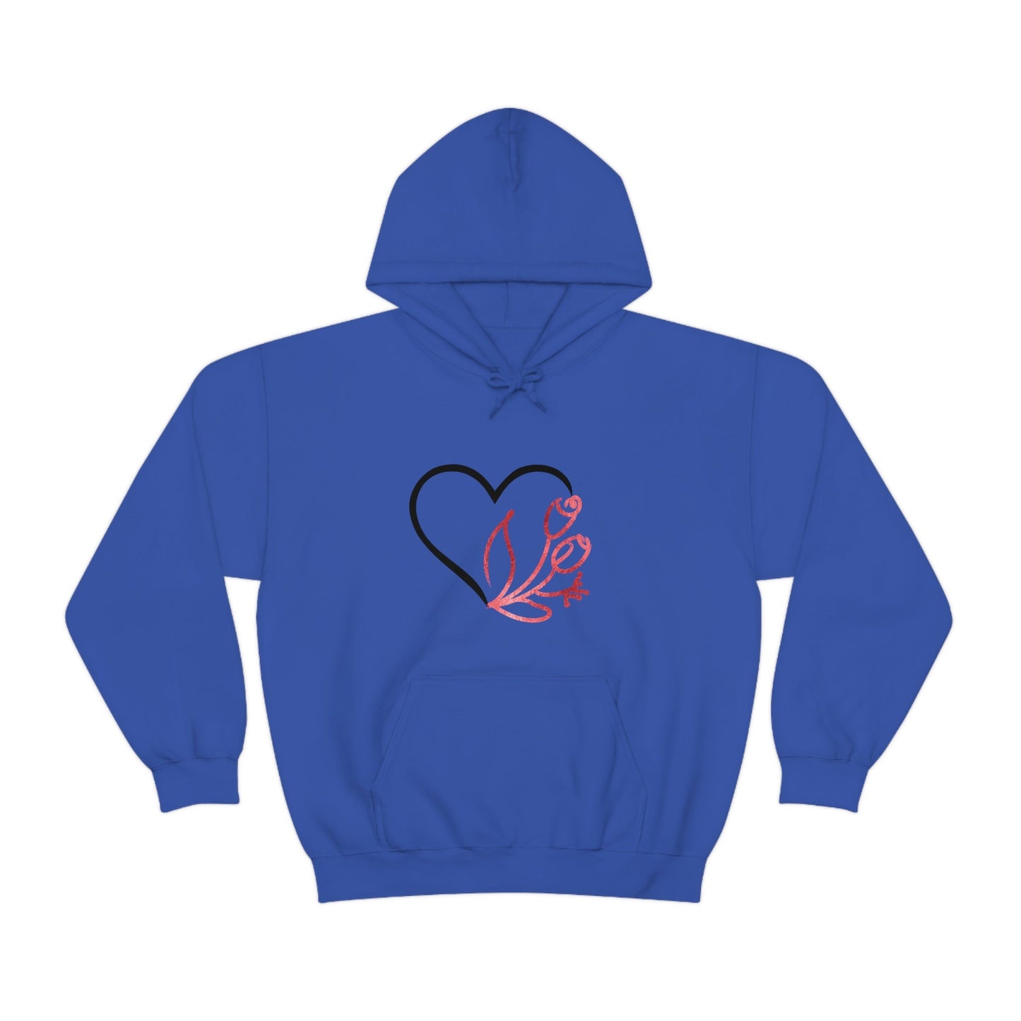 Heart and Flower Valentine's Sweater, Valentine's Hoodie, Heart Unisex Heavy Blend Hooded Sweatshirt