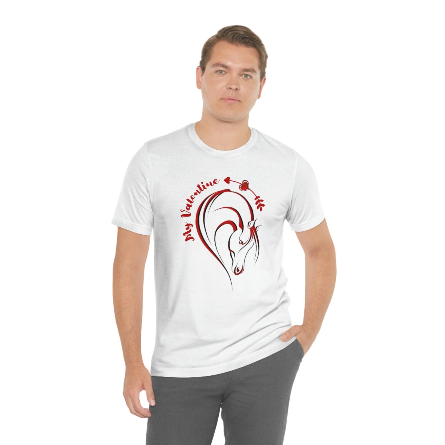 Horse Valentine Shirt, Horse Owner Gift, Equestrian Tee, Horse Lover Unisex Jersey Short Sleeve Tee