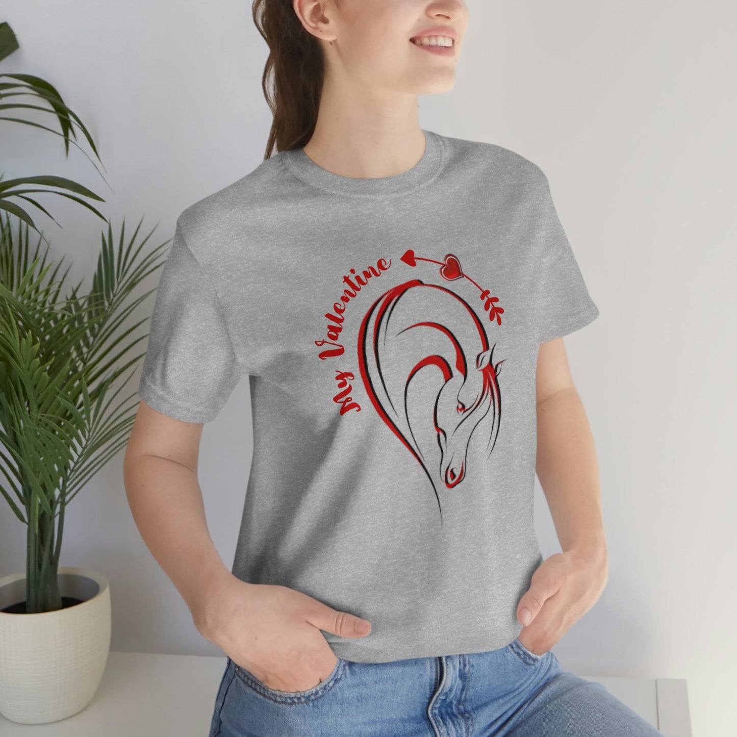 Horse Valentine Shirt, Horse Owner Gift, Equestrian Tee, Horse Lover Unisex Jersey Short Sleeve Tee