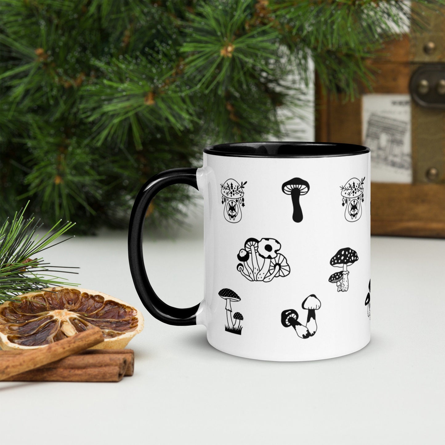 Mushroom Mug, Mushroom Decor Art Mug, Botanical Mug, Plant Mug, Nature Lover Mug, Coffee Cup Mug with Color Inside