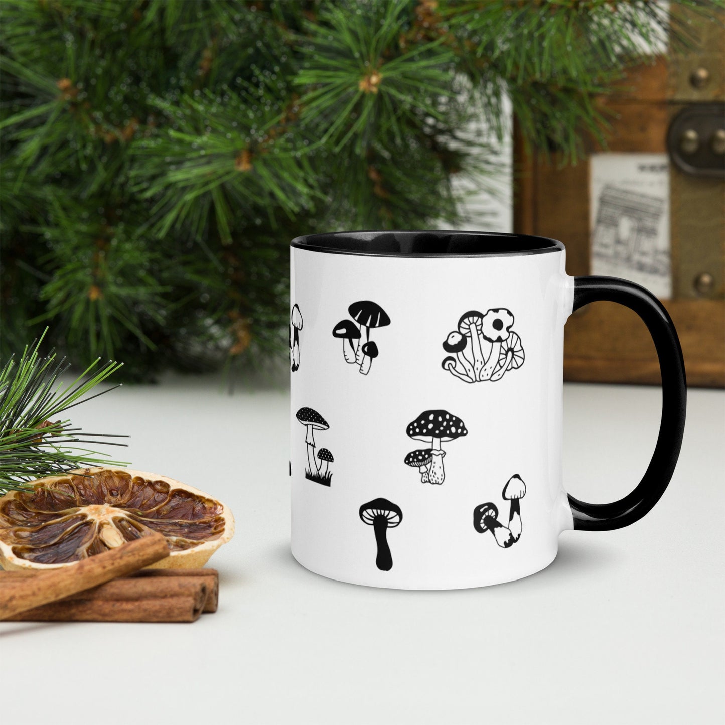 Mushroom Mug, Mushroom Decor Art Mug, Botanical Mug, Plant Mug, Nature Lover Mug, Coffee Cup Mug with Color Inside