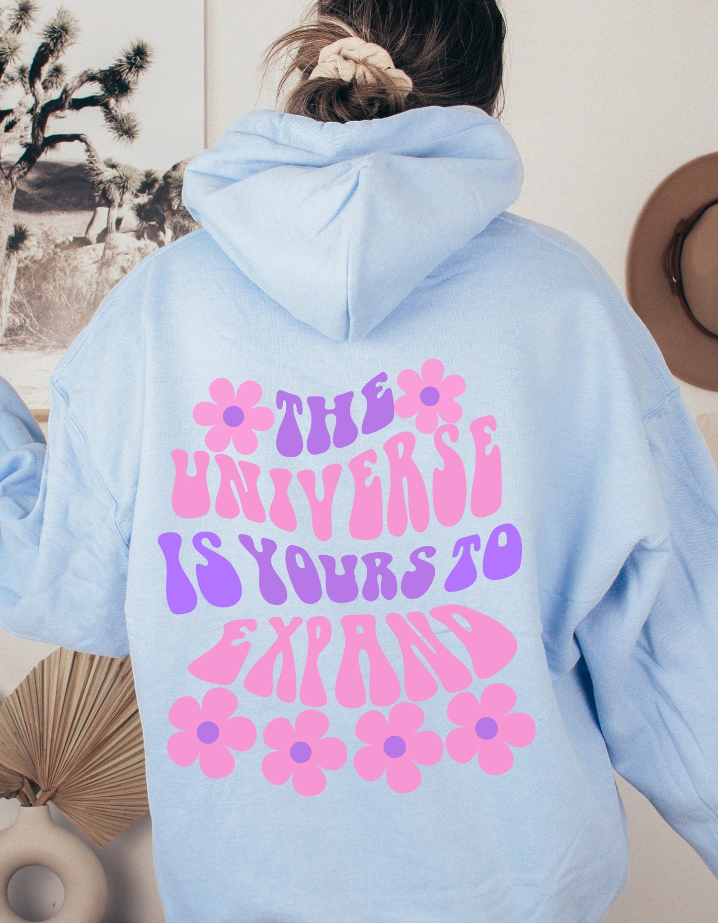 Words on the Back Hoodie, The universe is yours Inspirational mental Health Quote Hoodie, Positive Happy Heavy Blend Hooded Sweater