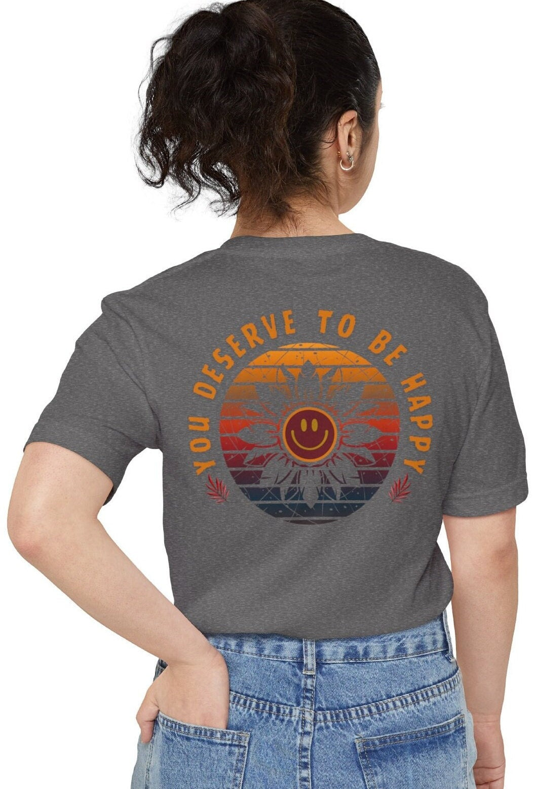 Motivation Smily Face Pocket Shirt, Positive Shirt, Gift For Her, Gift For Girlfriend, Inspirational Shirt, You Deserve To Be Happy Tee