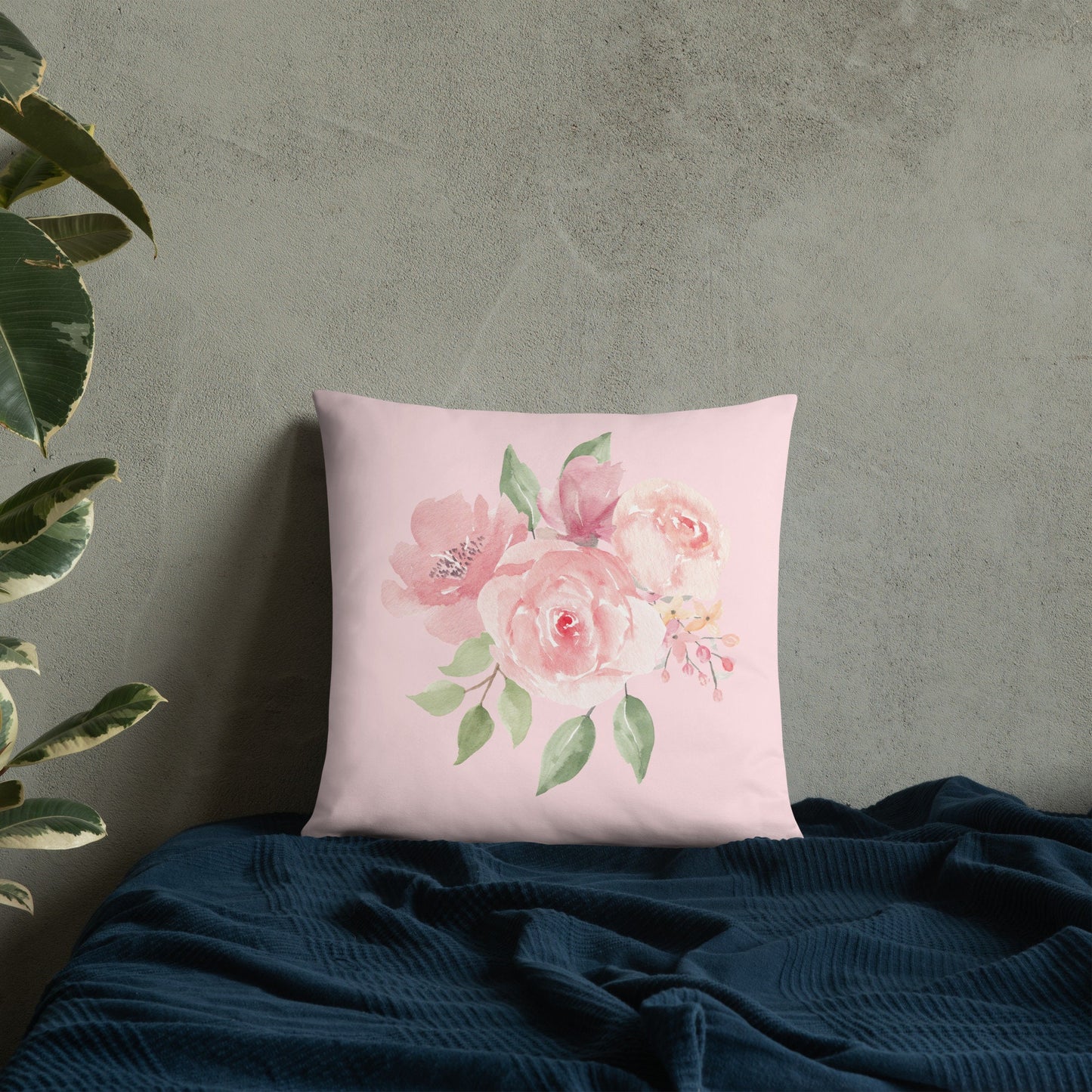 Basic Pink Floral Pillow, Designer Roses Pillows, Decorative Pillow, Modern Floral Pillow, Linen Pillow Cover, Linen Floral Pillow,