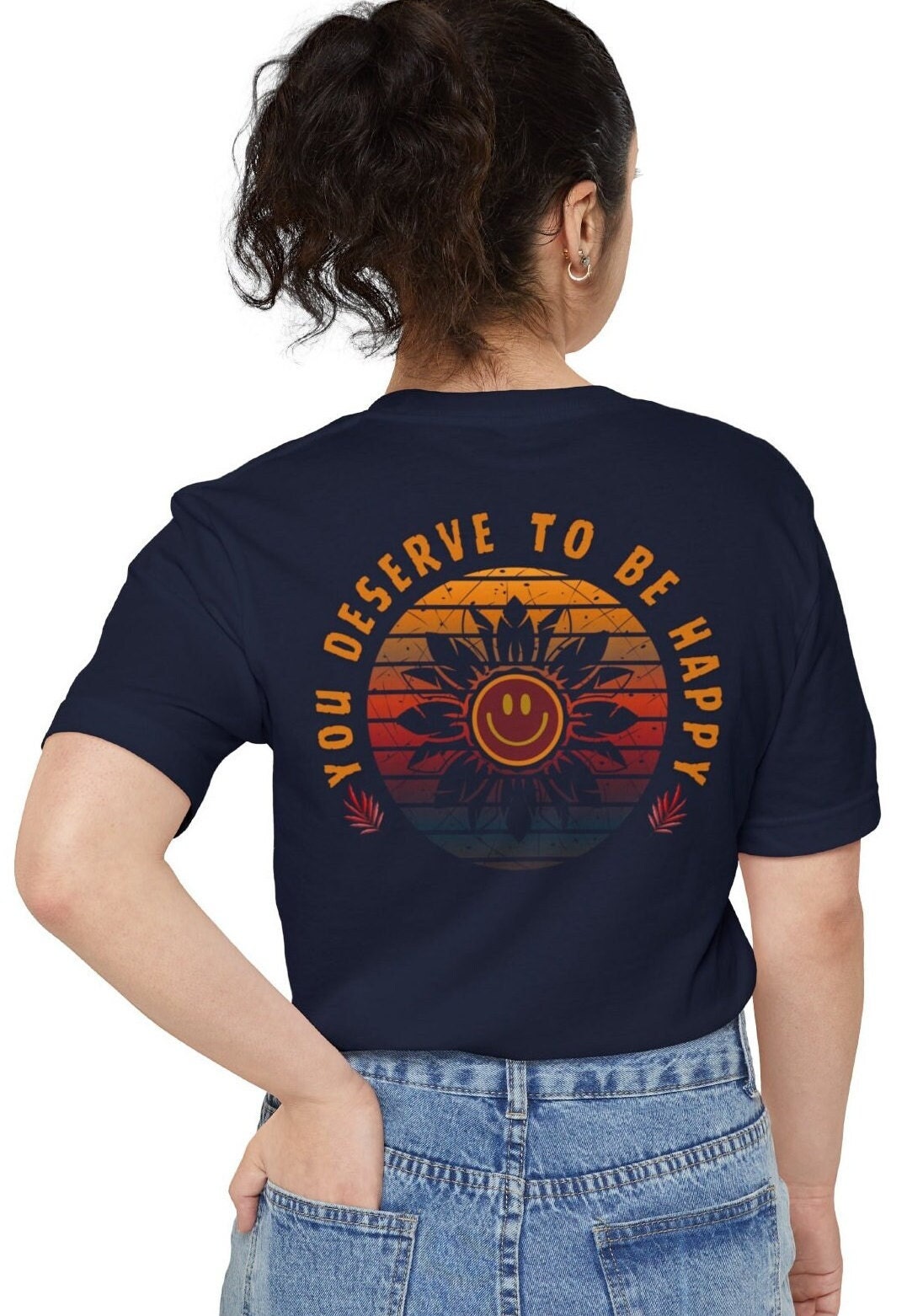 Motivation Smily Face Pocket Shirt, Positive Shirt, Gift For Her, Gift For Girlfriend, Inspirational Shirt, You Deserve To Be Happy Tee