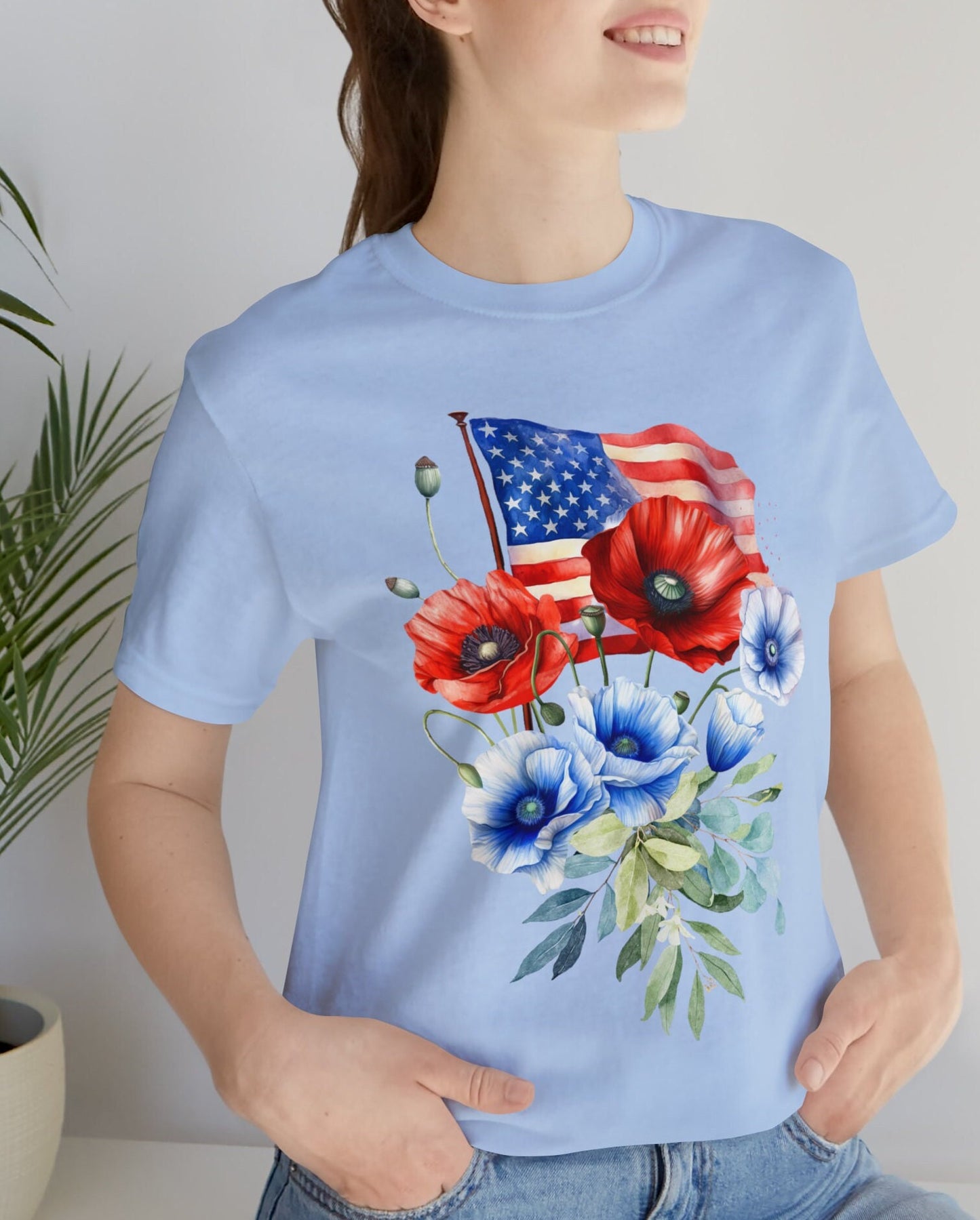 Floral American Flag Shirt, Usa Flag Shirt, Cute Usa Flag, 4Th Of July Shirt, United States Flag