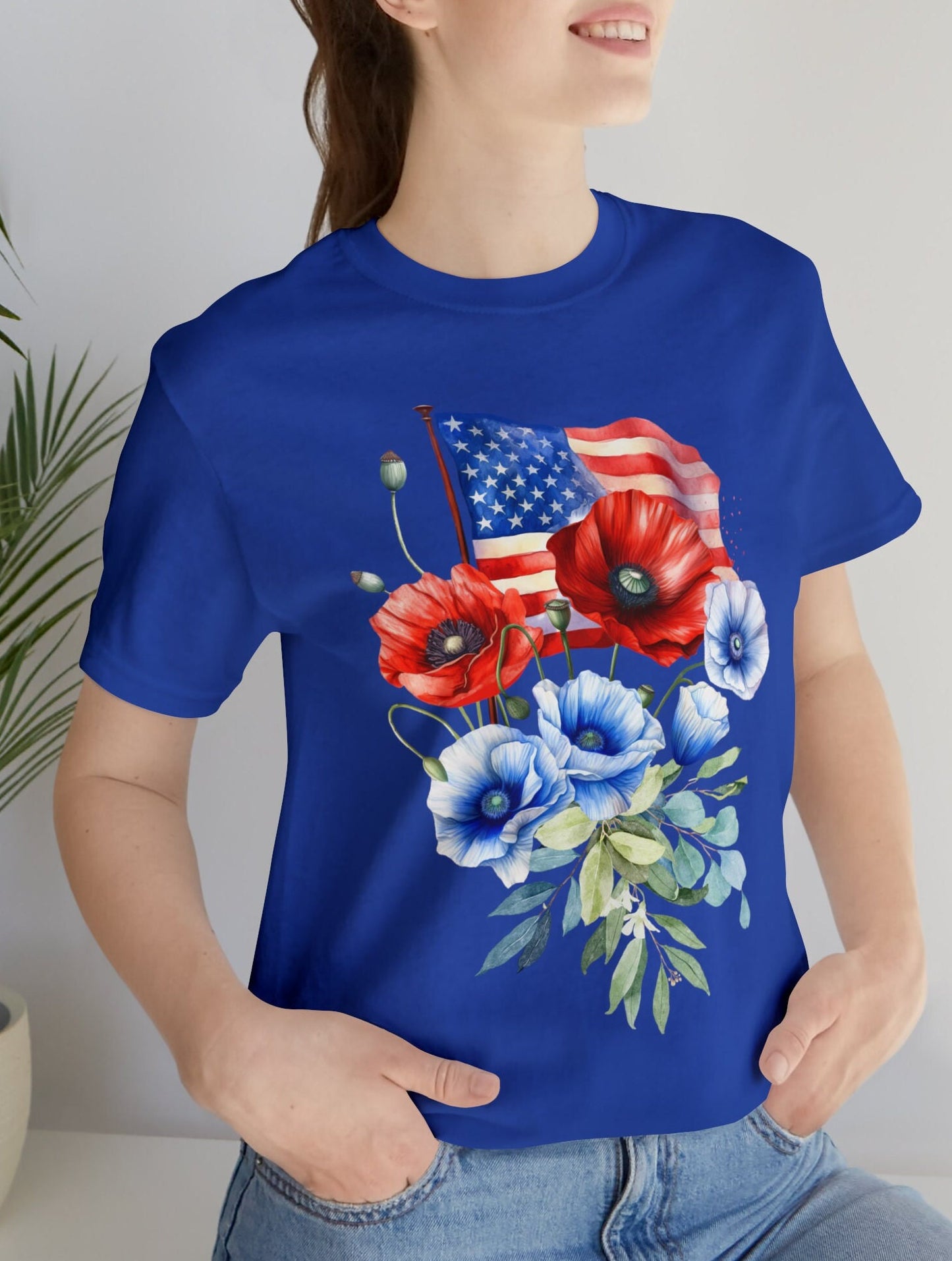 Floral American Flag Shirt, Usa Flag Shirt, Cute Usa Flag, 4Th Of July Shirt, United States Flag