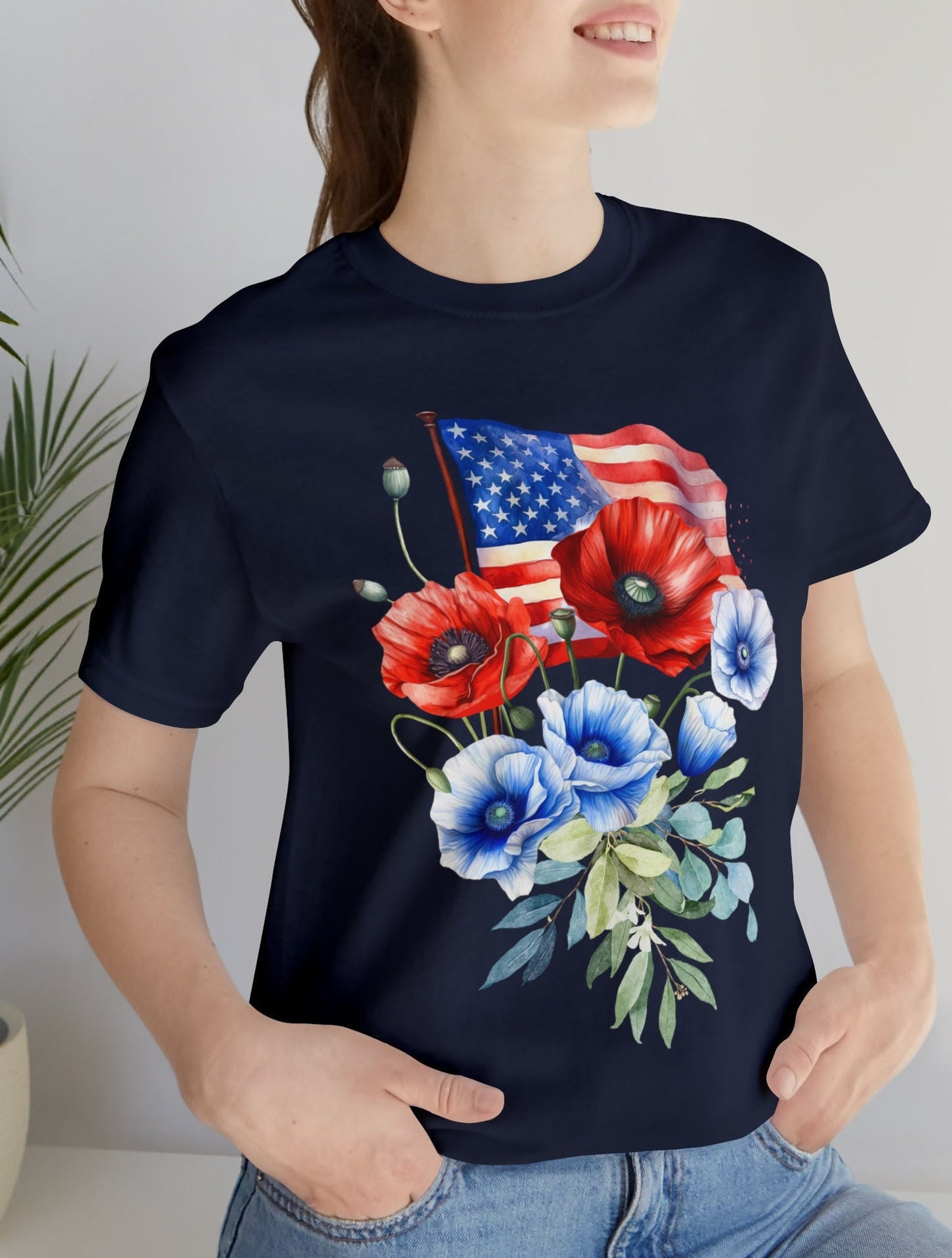 Floral American Flag Shirt, Usa Flag Shirt, Cute Usa Flag, 4Th Of July Shirt, United States Flag