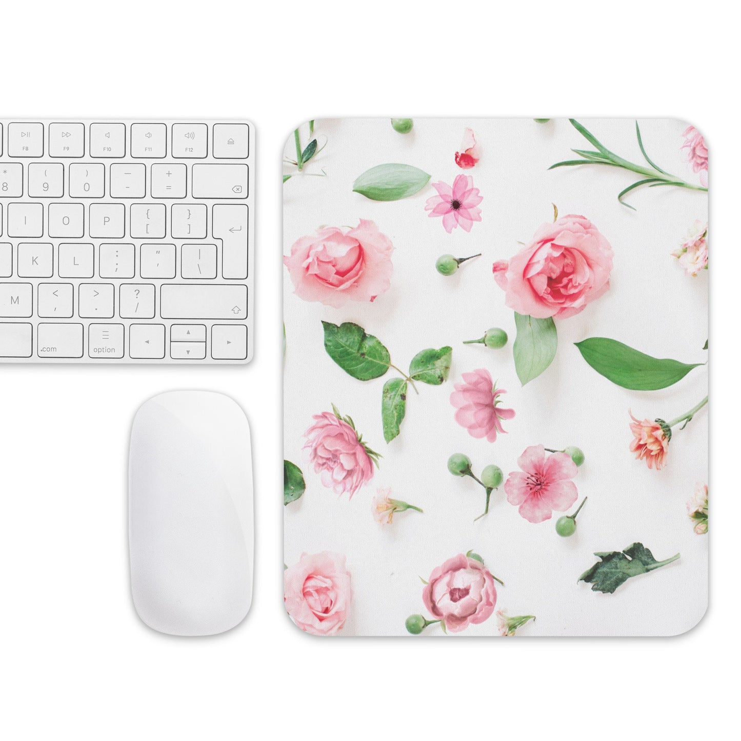8.7"x7.1"x0.12" Pink Floral Mouse Pad, Desk Accessory, Roses Square Mouse Pad, Mouse Mat, Cute Mouse Pad, Office Accessory, Desk Decorations