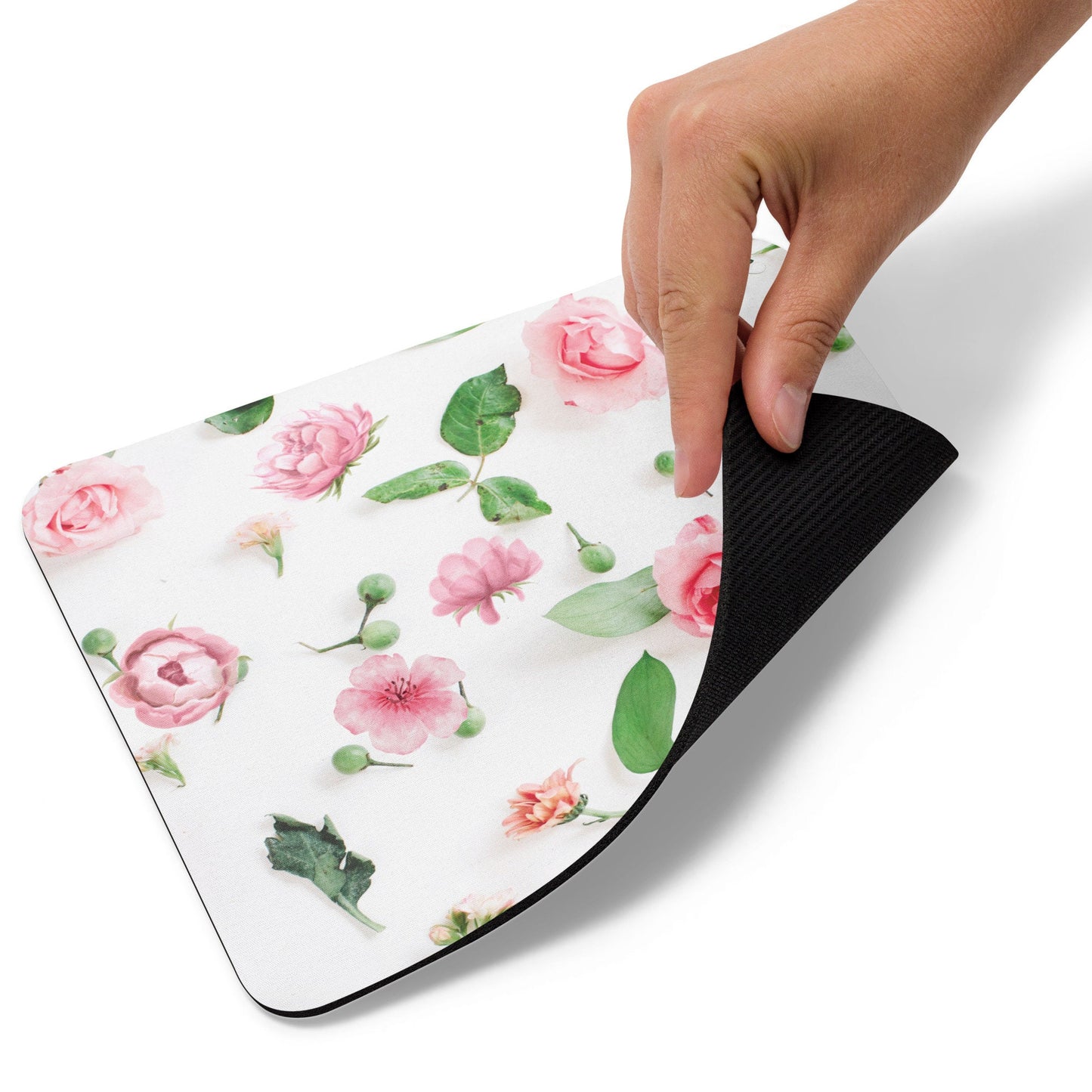 8.7"x7.1"x0.12" Pink Floral Mouse Pad, Desk Accessory, Roses Square Mouse Pad, Mouse Mat, Cute Mouse Pad, Office Accessory, Desk Decorations