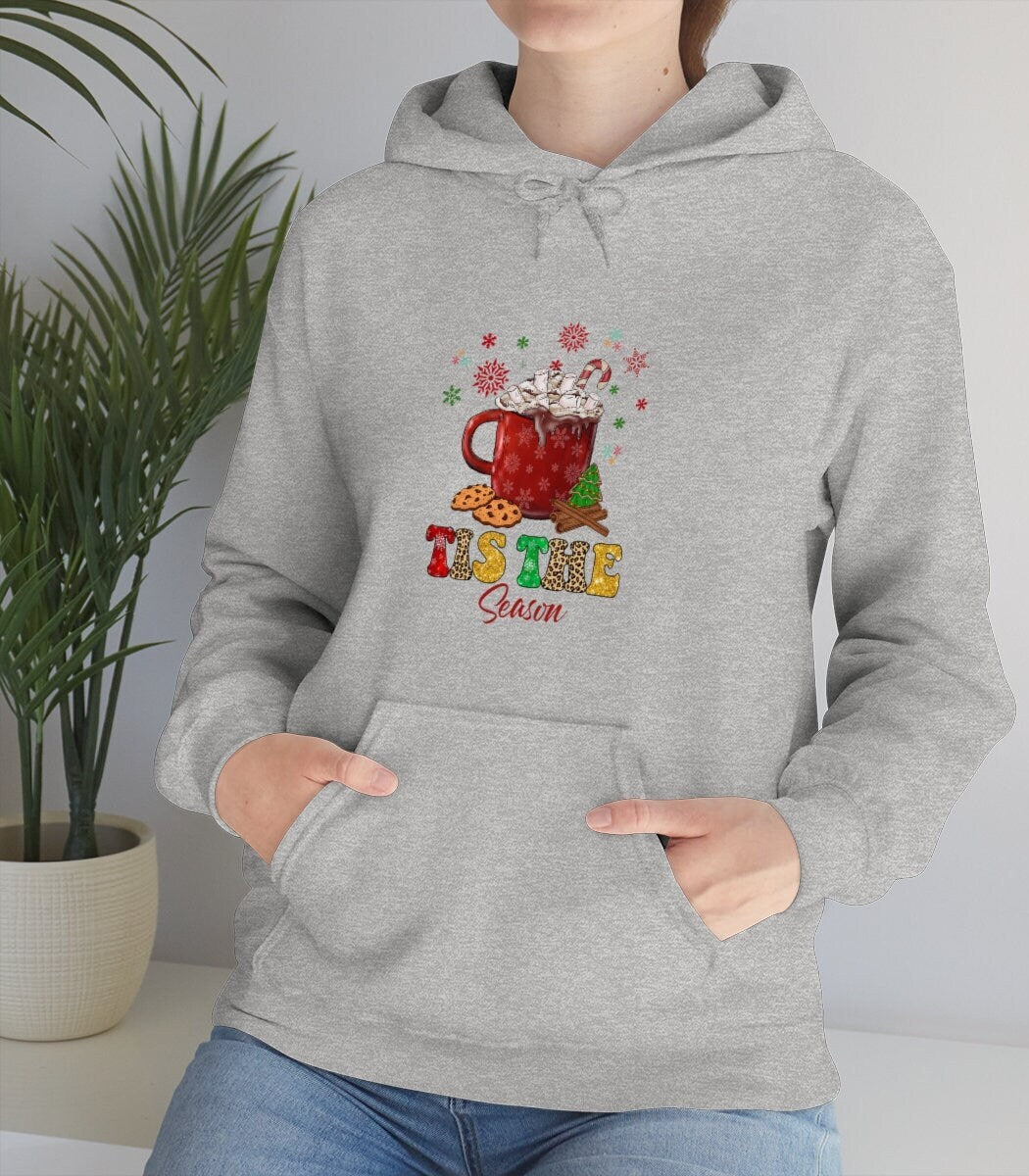 Tis the Season Christmas Hoodie, Christmas Coffee Sweatshirt, Coffee Sweatshirt, Unisex Heavy Blend Hooded Sweatshirt