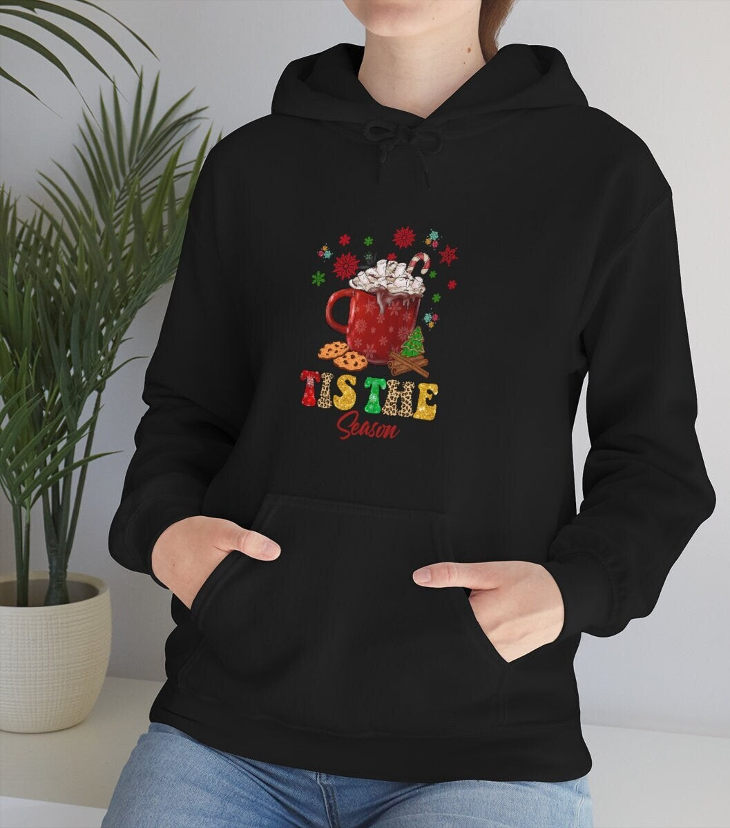 Tis the Season Christmas Hoodie, Christmas Coffee Sweatshirt, Coffee Sweatshirt, Unisex Heavy Blend Hooded Sweatshirt