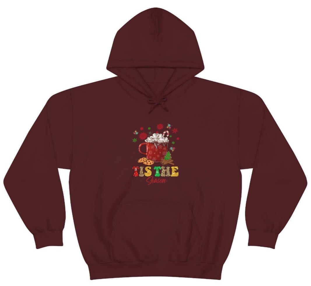 Tis the Season Christmas Hoodie, Christmas Coffee Sweatshirt, Coffee Sweatshirt, Unisex Heavy Blend Hooded Sweatshirt