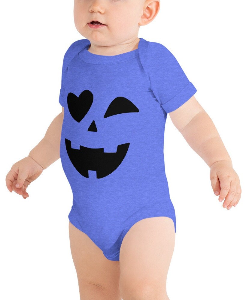 Baby short sleeve Halloween one piece, Baby Halloween Costume, Pumpkin Face Baby one piece, Baby Fall Costume, Baby Pumpkin Bodysuit