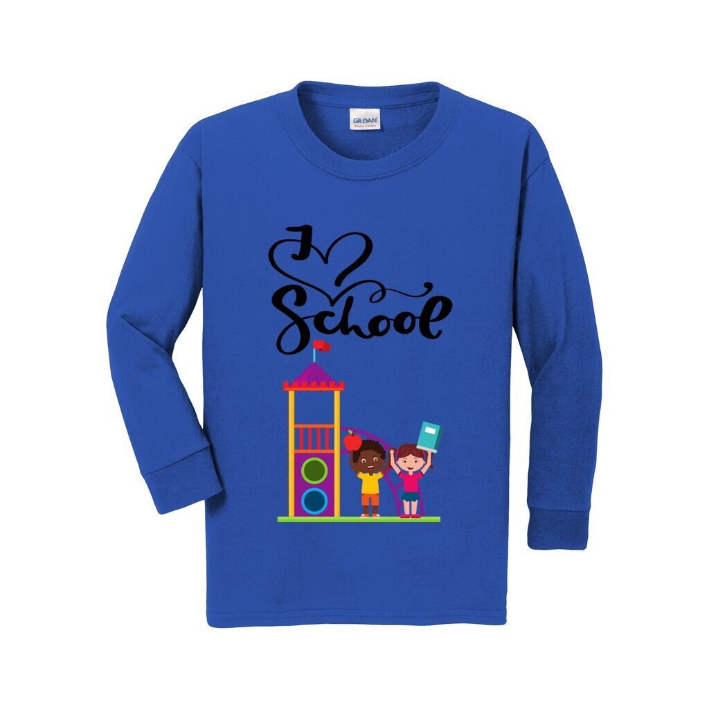 Back to School Shirt, I love School, Youth Heavy Cotton Long Sleeve T-Shirt, Back to school, Shirt,