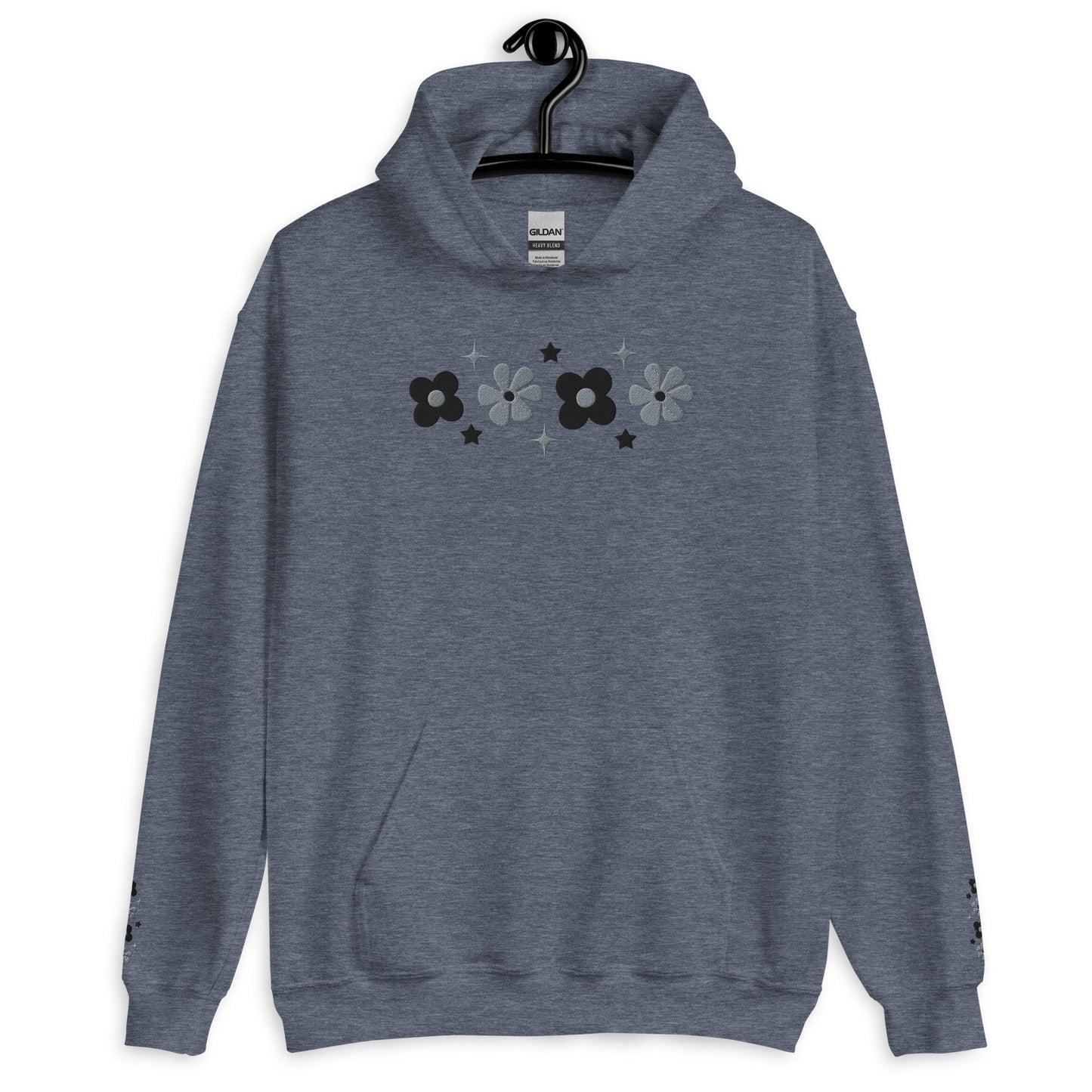 Cute Embroidered Floral Grey Hoodie, Floral embroidered Sweater,