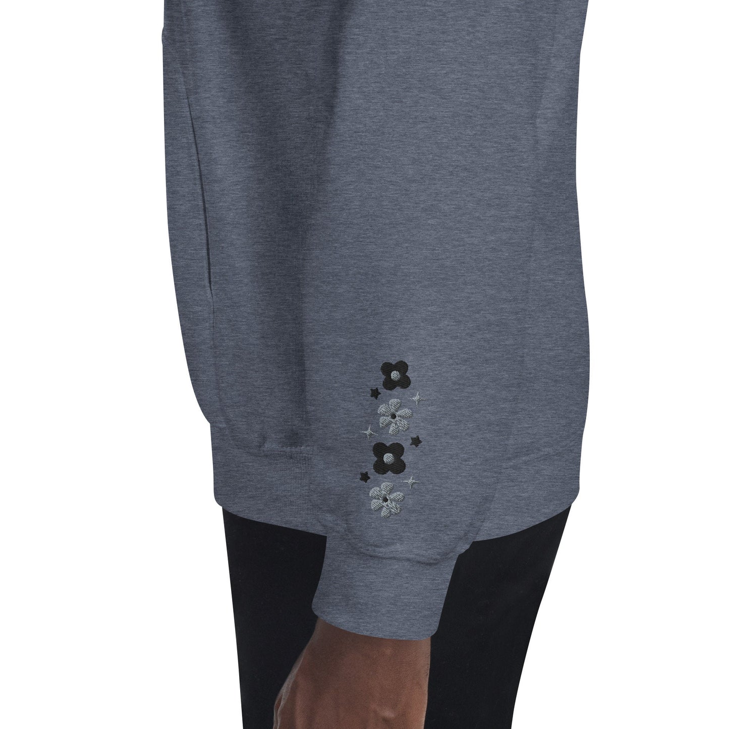 Cute Embroidered Floral Grey Hoodie, Floral embroidered Sweater,