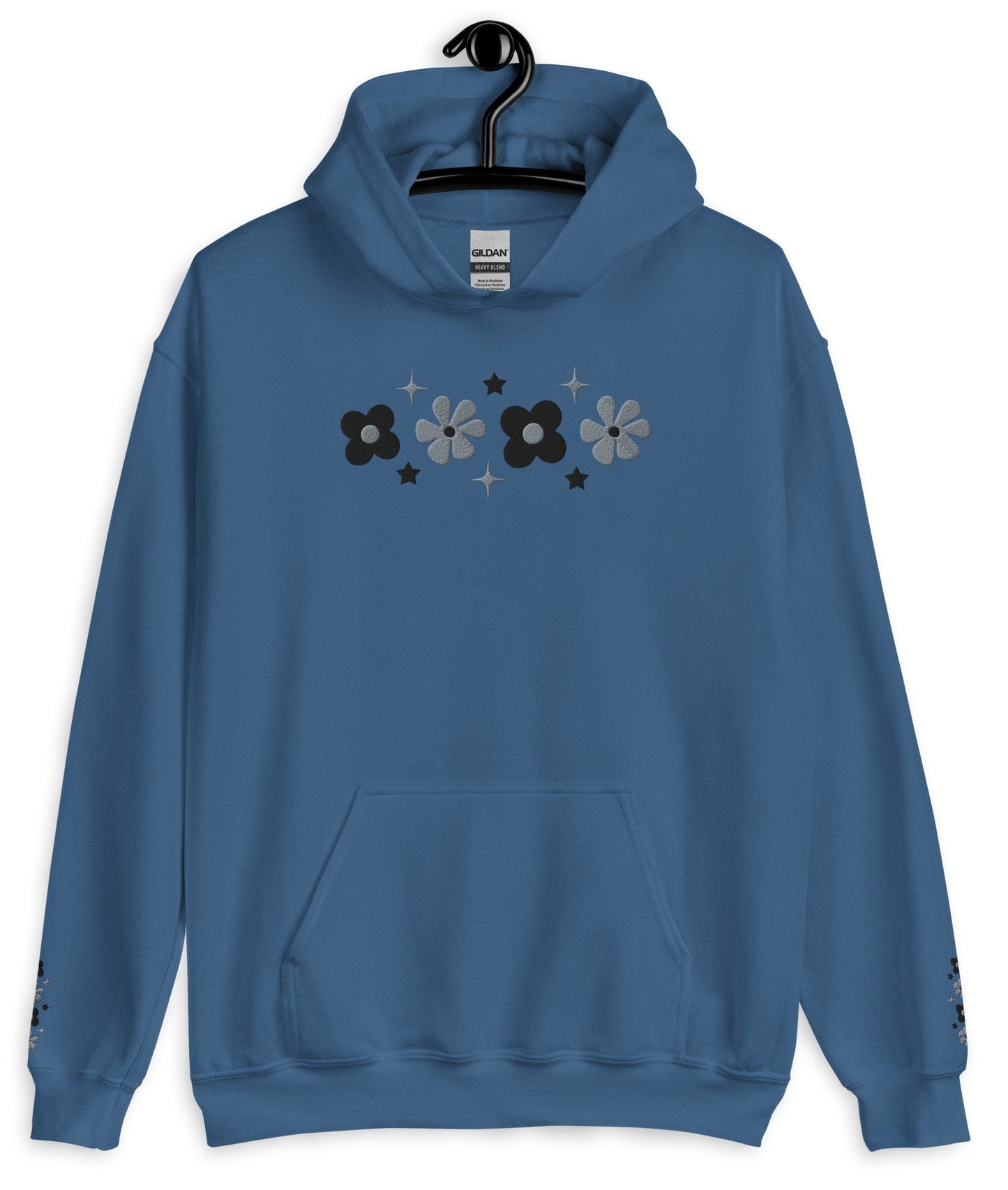Cute Embroidered Floral Grey Hoodie, Floral embroidered Sweater,