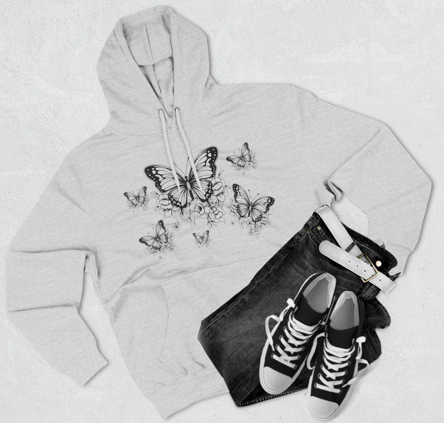 Butterfly Lane Seven Hoodie, Butterfly in the back Sweater, Butterfly Hoodie, Butterfly Lover Gift, Women Butterfly