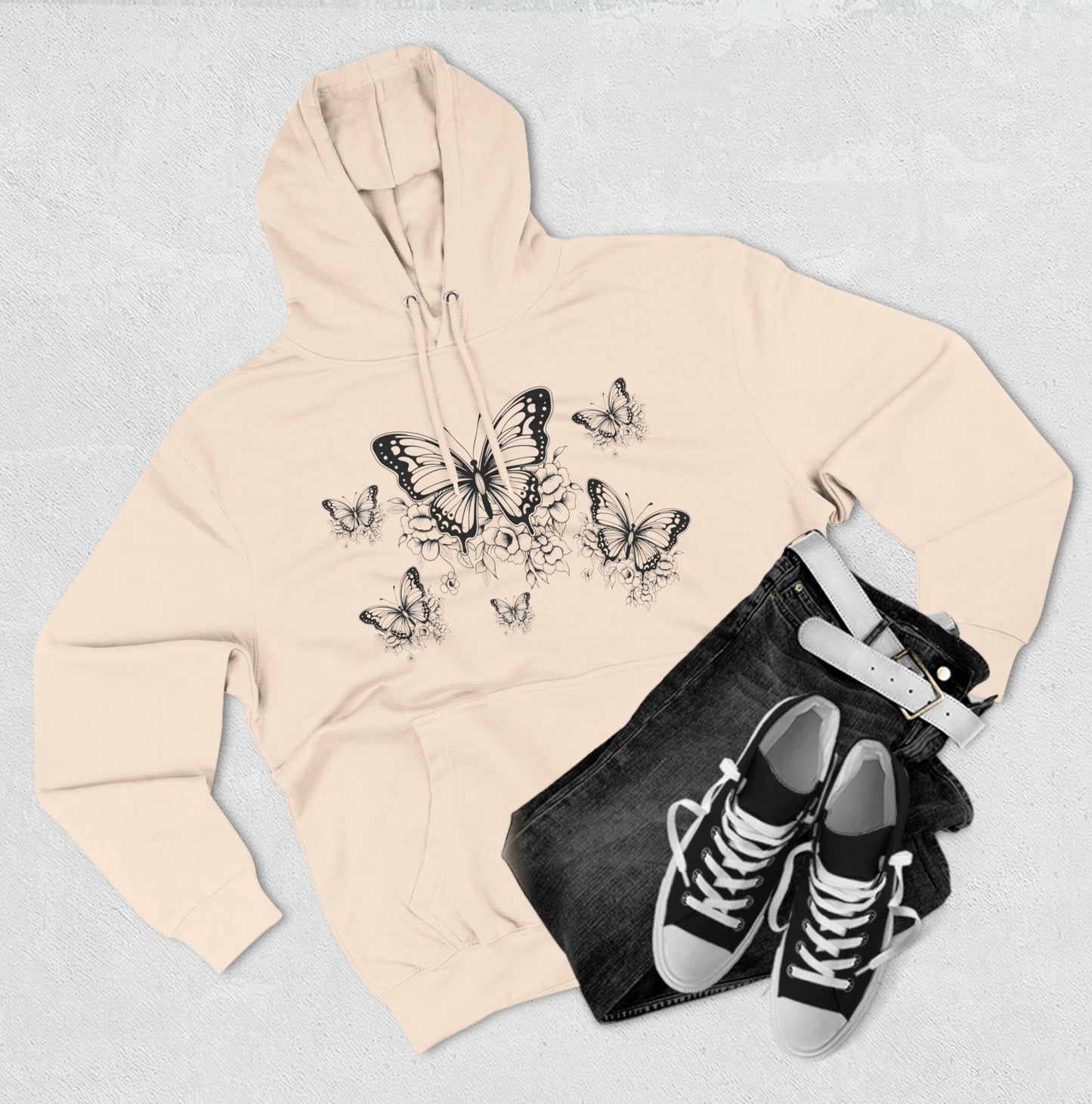 Butterfly Lane Seven Hoodie, Butterfly in the back Sweater, Butterfly Hoodie, Butterfly Lover Gift, Women Butterfly