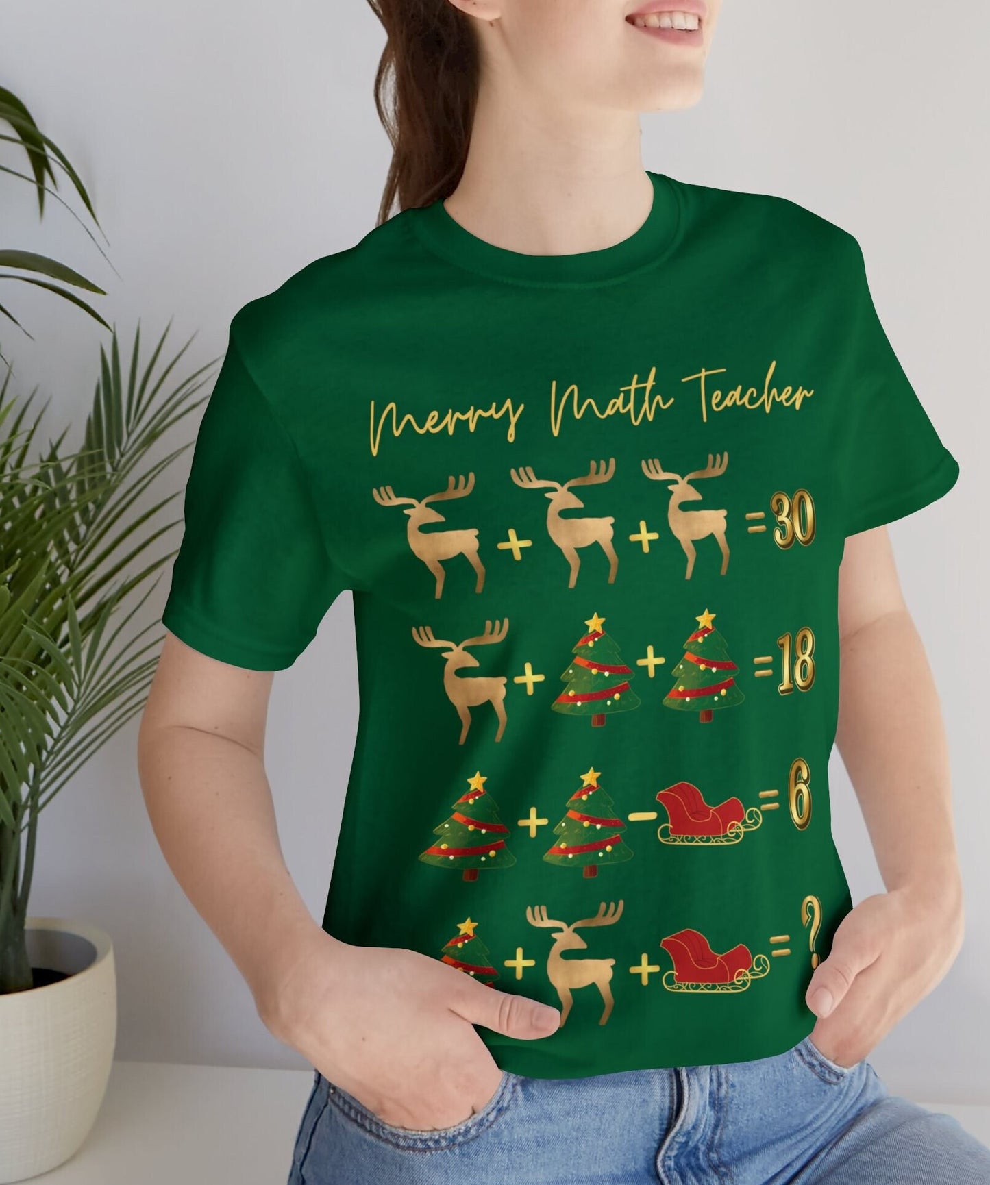 Math Teacher Christmas Short Sleeve Tee