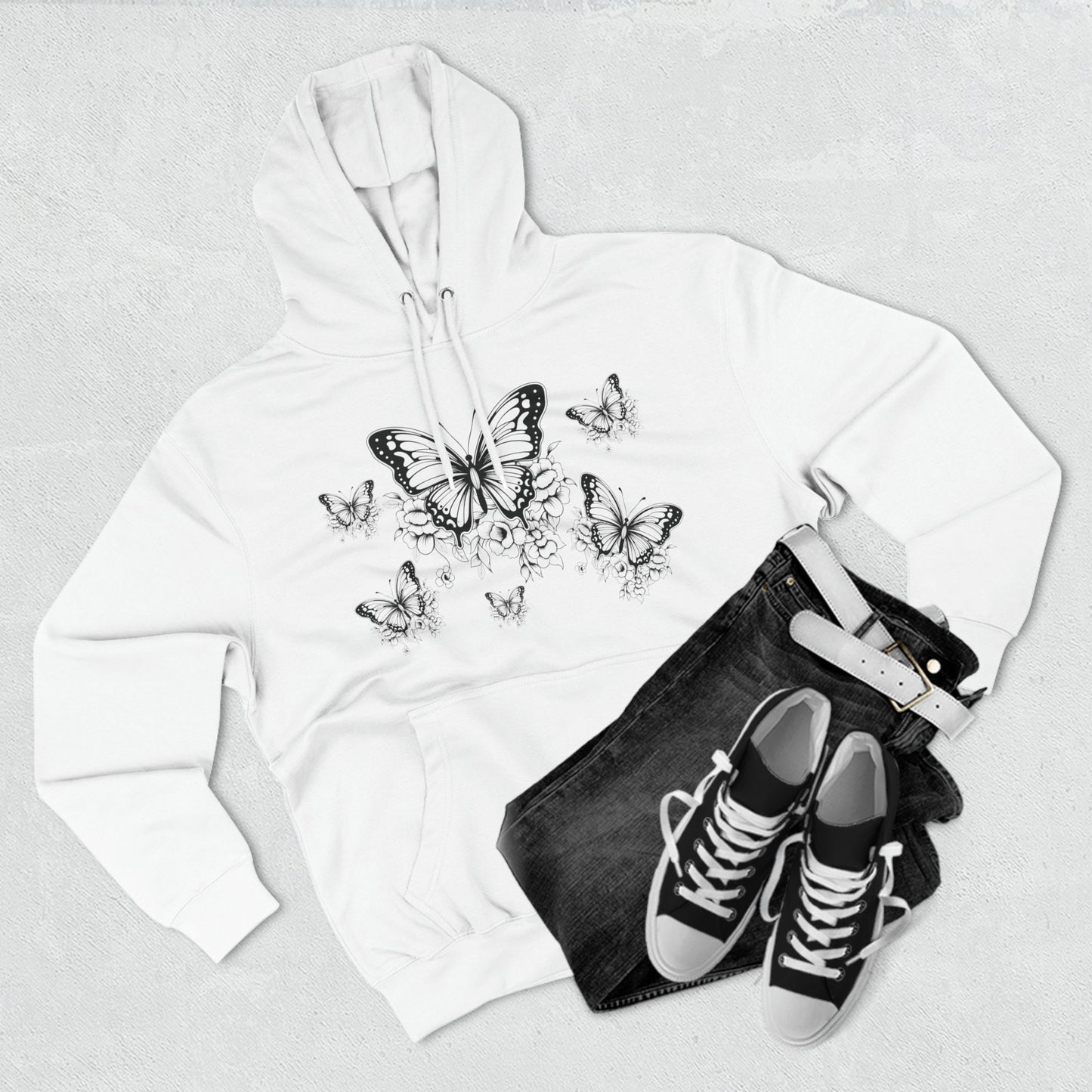 Butterfly Lane Seven Hoodie, Butterfly in the back Sweater, Butterfly Hoodie, Butterfly Lover Gift, Women Butterfly