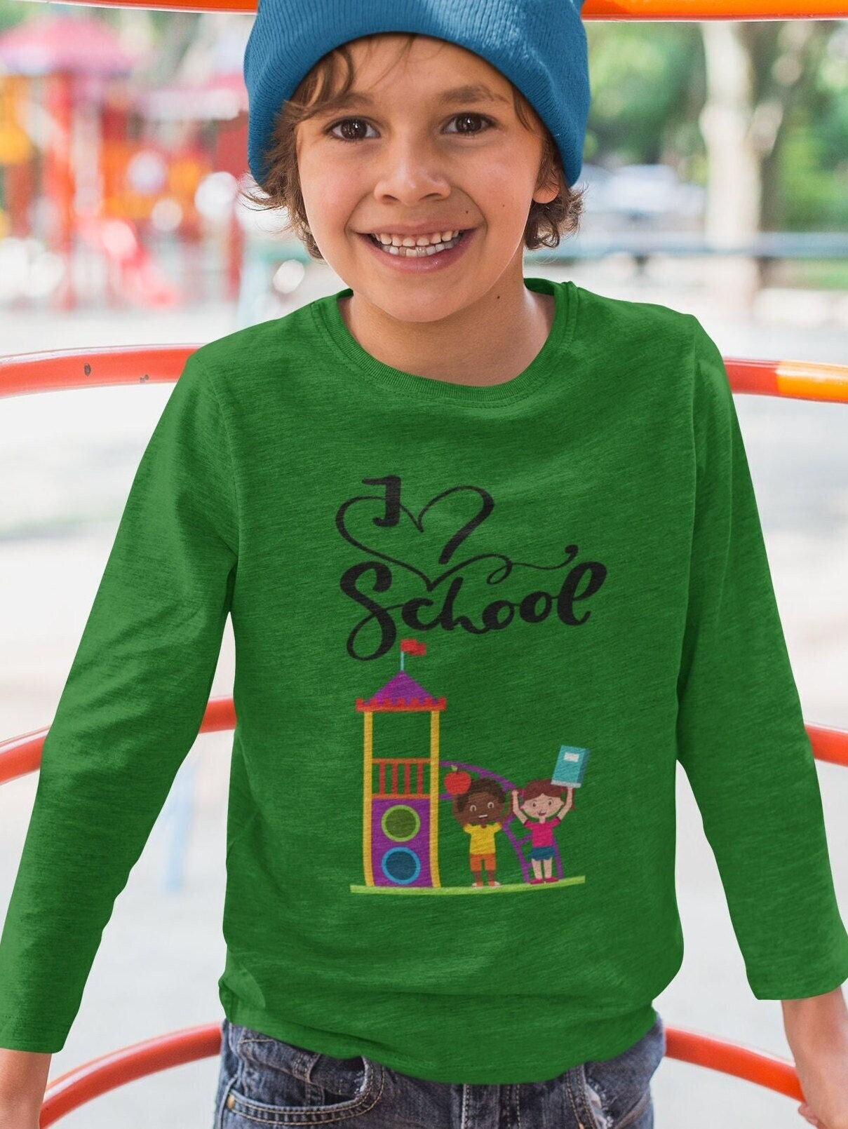 Back to School Shirt, I love School, Youth Heavy Cotton Long Sleeve T-Shirt, Back to school, Shirt,