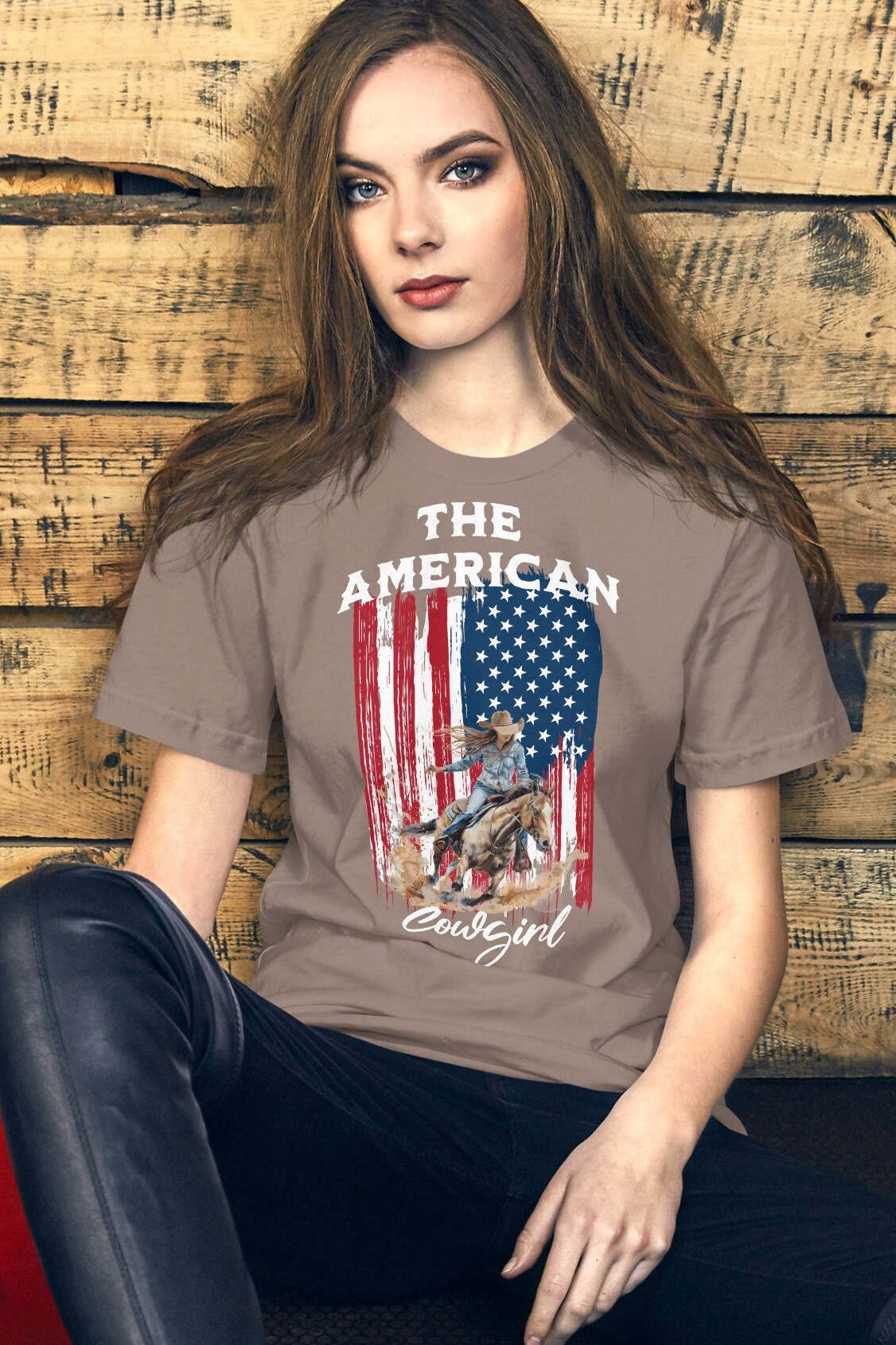 USA Flag Cowgirl t-shirt, Patriotic Tee, 4th of july, Independence Shirt