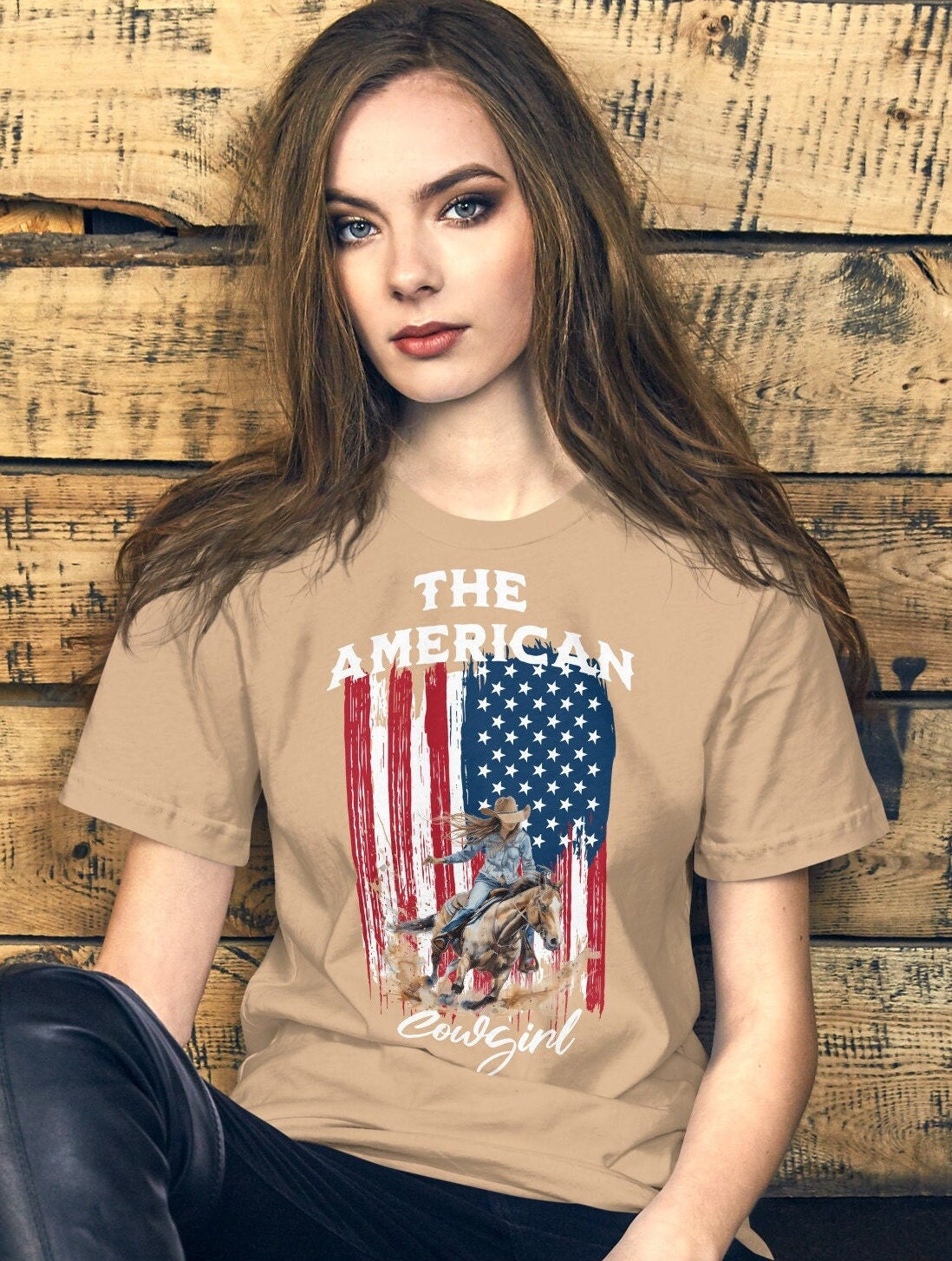 USA Flag Cowgirl t-shirt, Patriotic American Tee, 4th of July, Independence Shirt