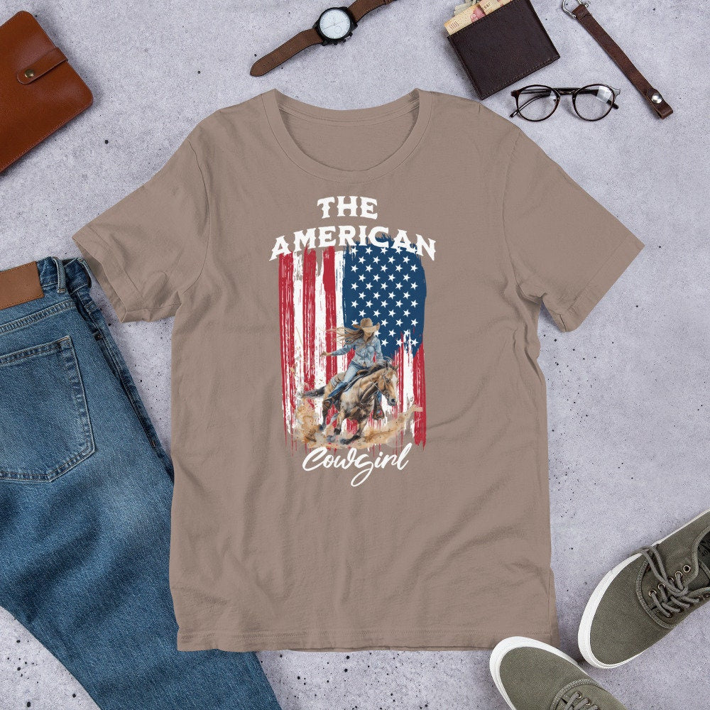USA Flag Cowgirl t-shirt, Patriotic Tee, 4th of july, Independence Shirt