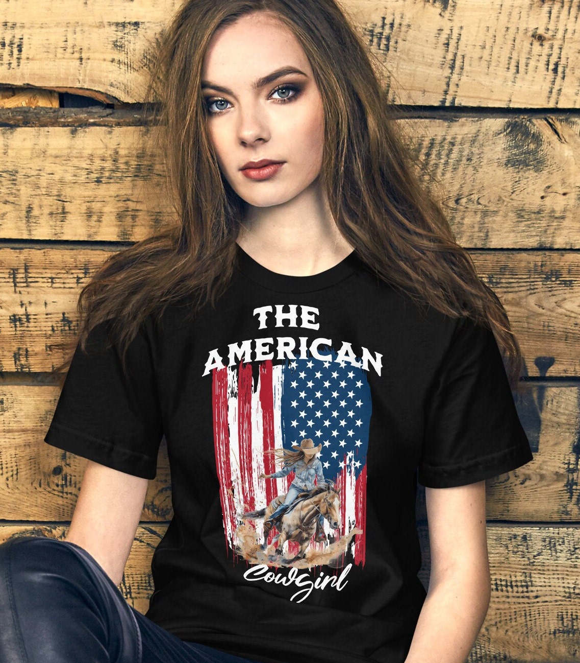 USA Flag Cowgirl t-shirt, Patriotic Tee, 4th of july, Independence Shirt