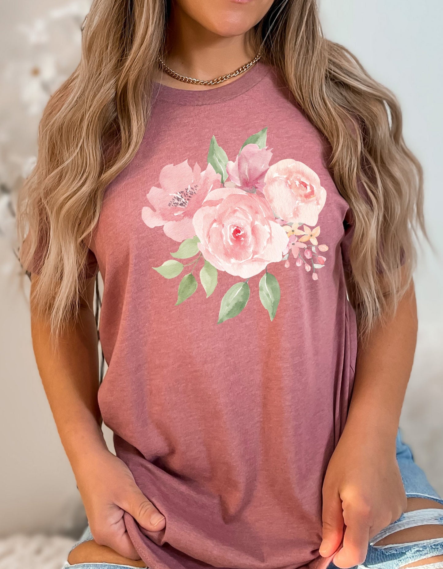 Unisex Jersey Watercolor Flower Tee, Floral T-Shirt, Mother's Gift T-Shirt, Colorful Cute T-Shirt