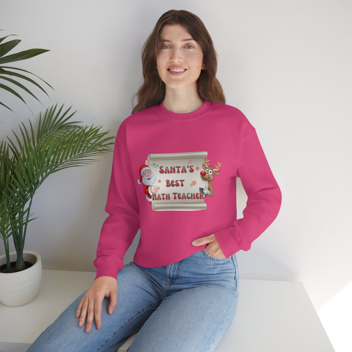 Santa's Best Math Teacher, Math Teacher Gift, Math Teacher Christmas Sweatshirt, Unisex Heavy Blend Crewneck Sweatshirt