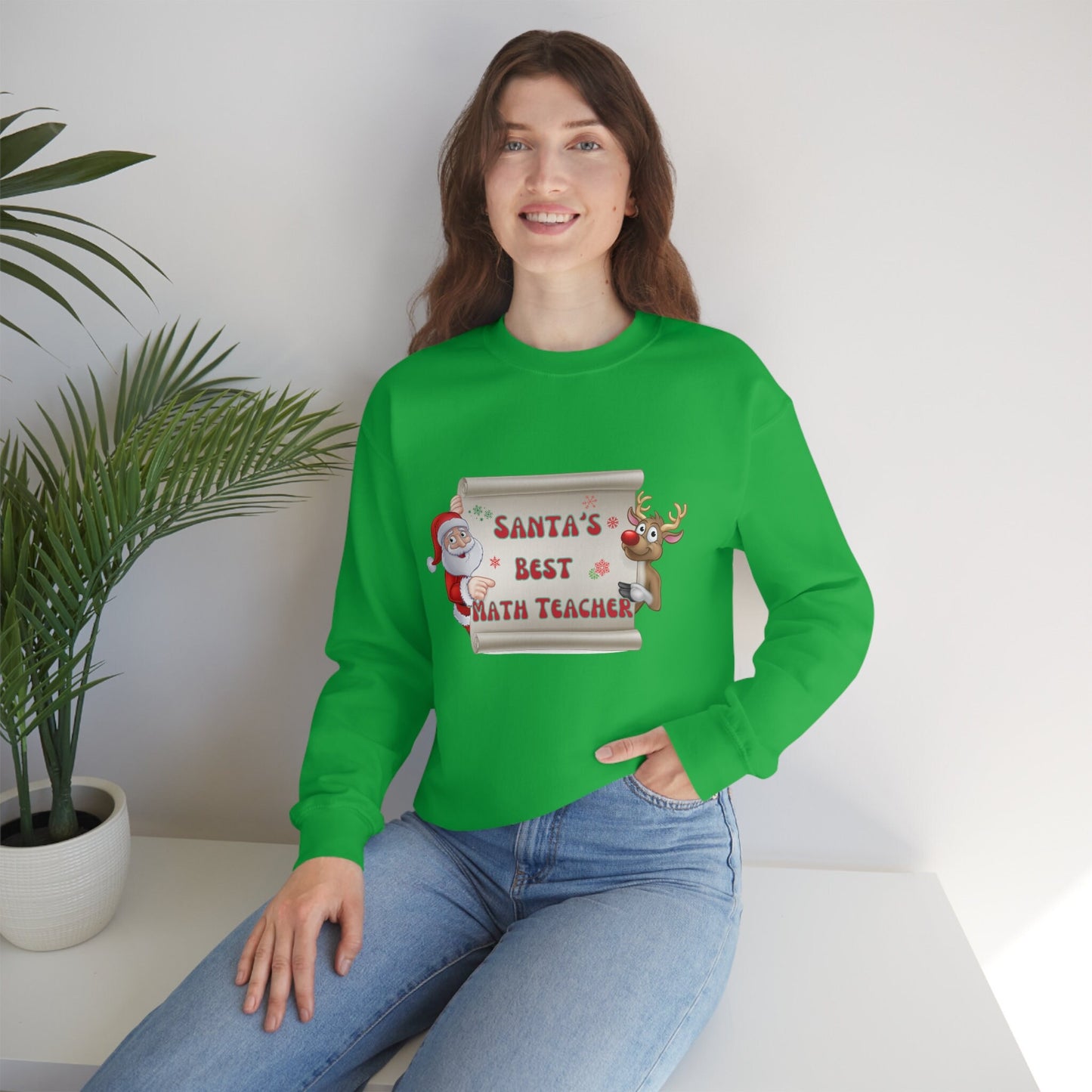 Santa's Best Math Teacher, Math Teacher Gift, Math Teacher Christmas Sweatshirt, Unisex Heavy Blend Crewneck Sweatshirt