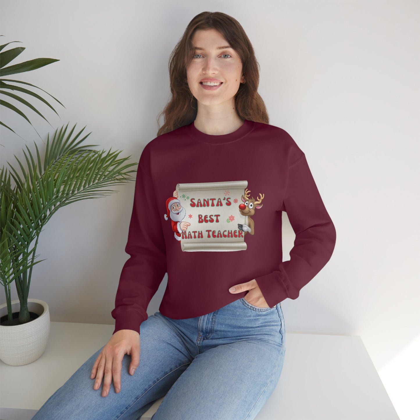 Santa's Best Math Teacher, Math Teacher Gift, Math Teacher Christmas Sweatshirt, Unisex Heavy Blend Crewneck Sweatshirt