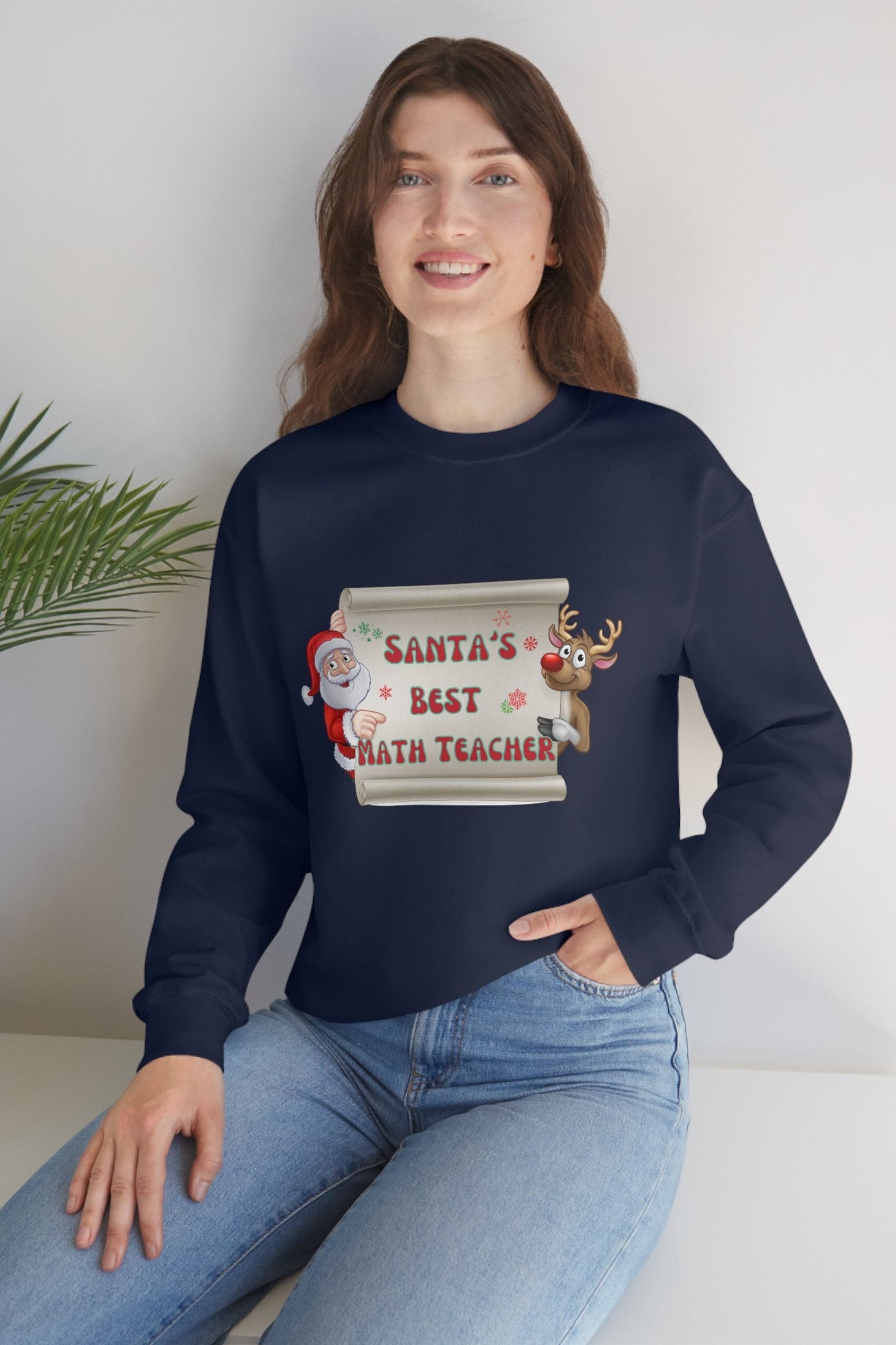 Santa's Best Math Teacher, Math Teacher Gift, Math Teacher Christmas Sweatshirt, Unisex Heavy Blend Crewneck Sweatshirt