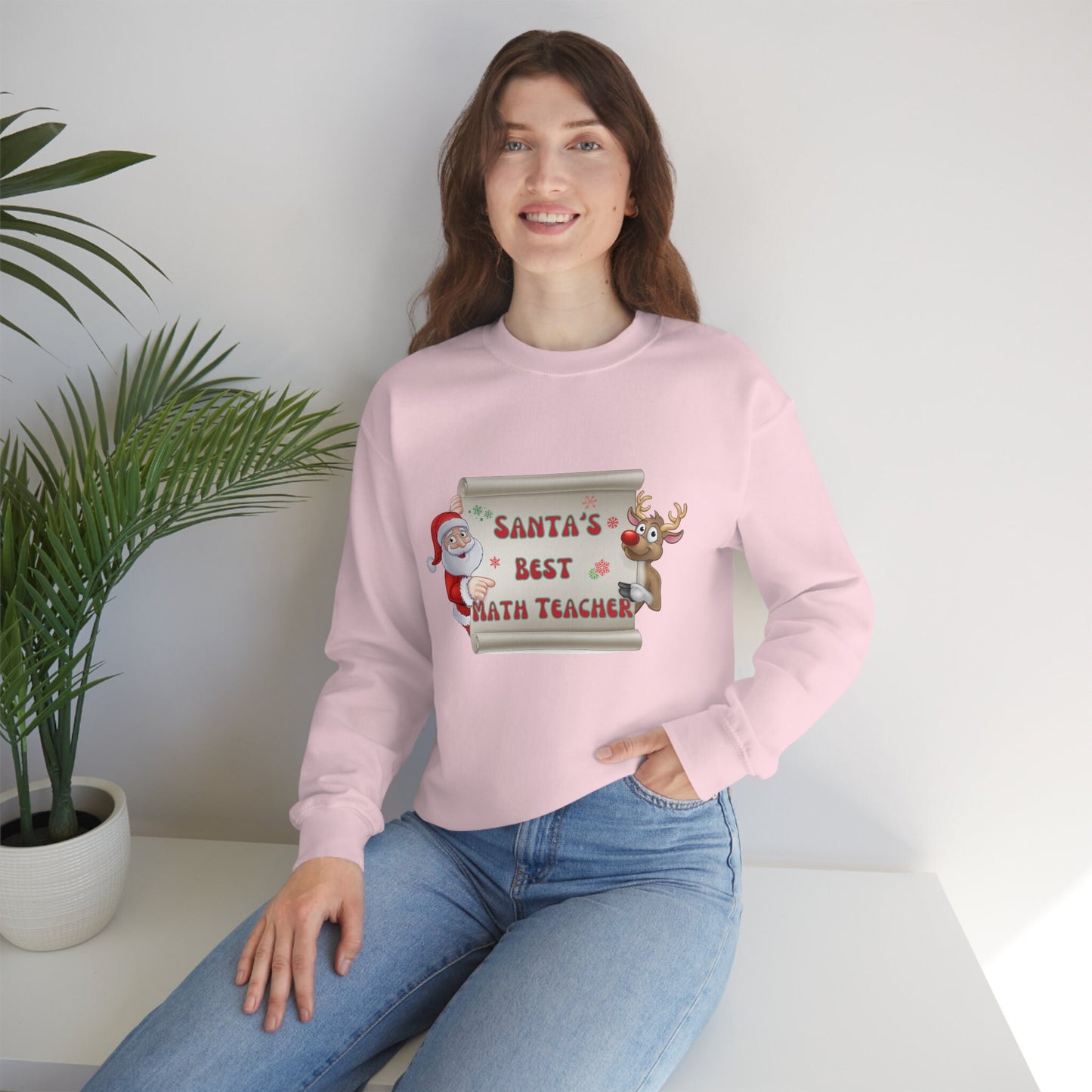 Santa's Best Math Teacher, Math Teacher Gift, Math Teacher Christmas Sweatshirt, Unisex Heavy Blend Crewneck Sweatshirt