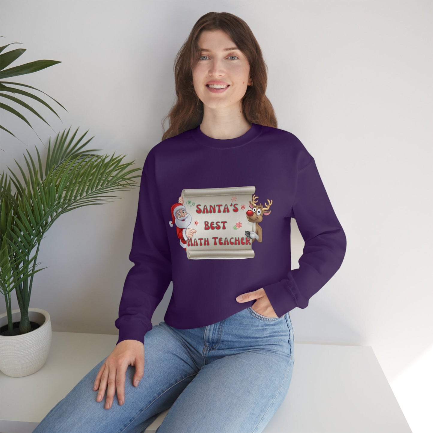 Santa's Best Math Teacher, Math Teacher Gift, Math Teacher Christmas Sweatshirt, Unisex Heavy Blend Crewneck Sweatshirt