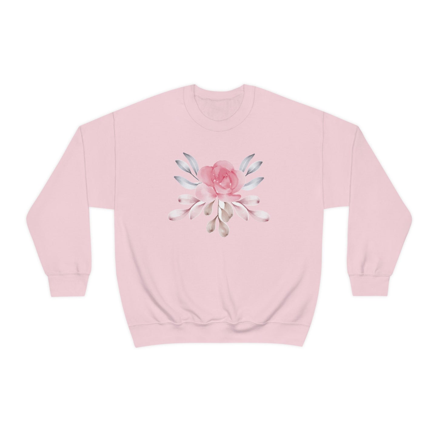 Pink Flower Sweatshirt, Floral Sweater for Women, Nature Lovers Unisex Heavy Blend Crewneck Sweatshirt