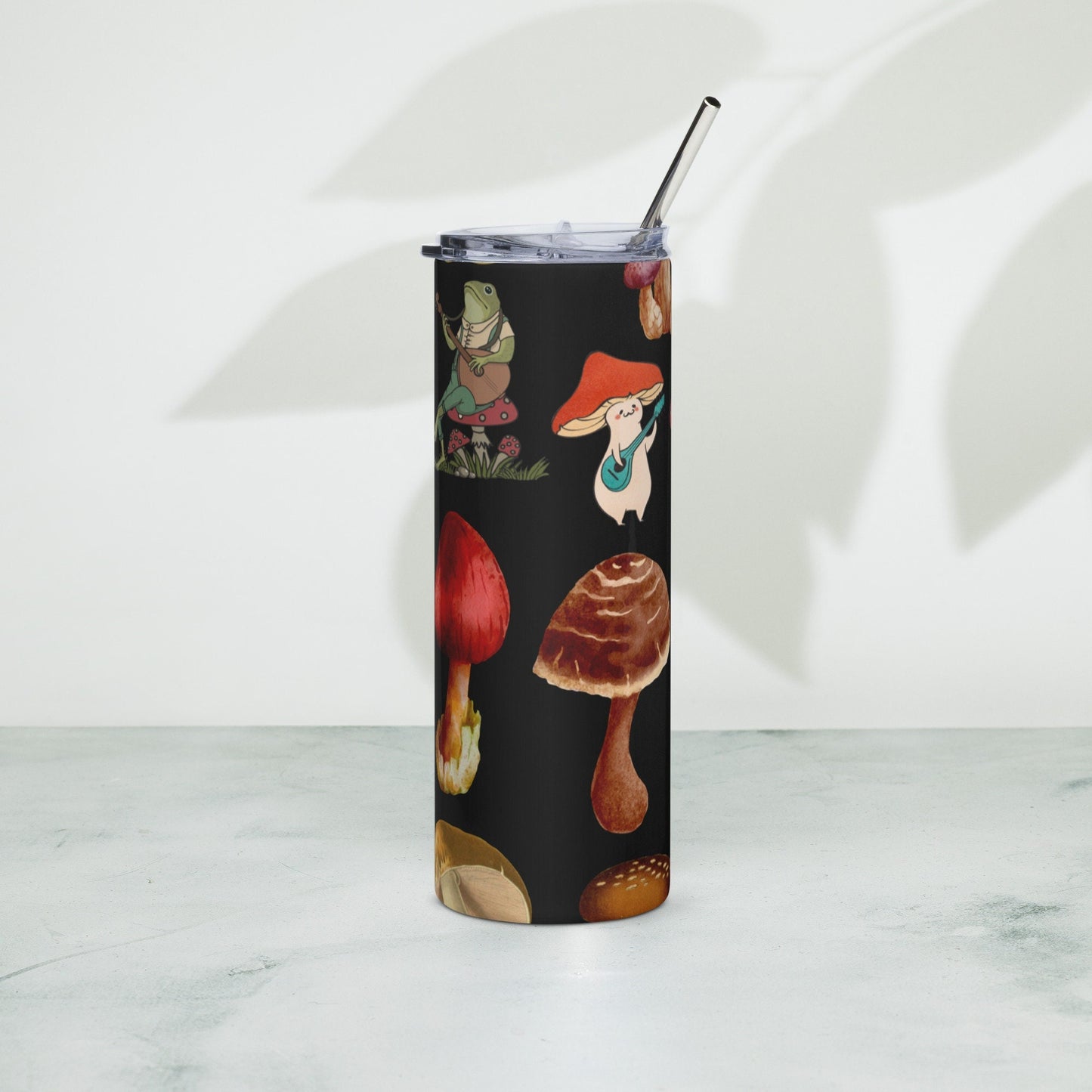 20 oz Mushroom Stainless steel tumbler, Frog Lovers Tumblers, Cottagecore Coffee Cup