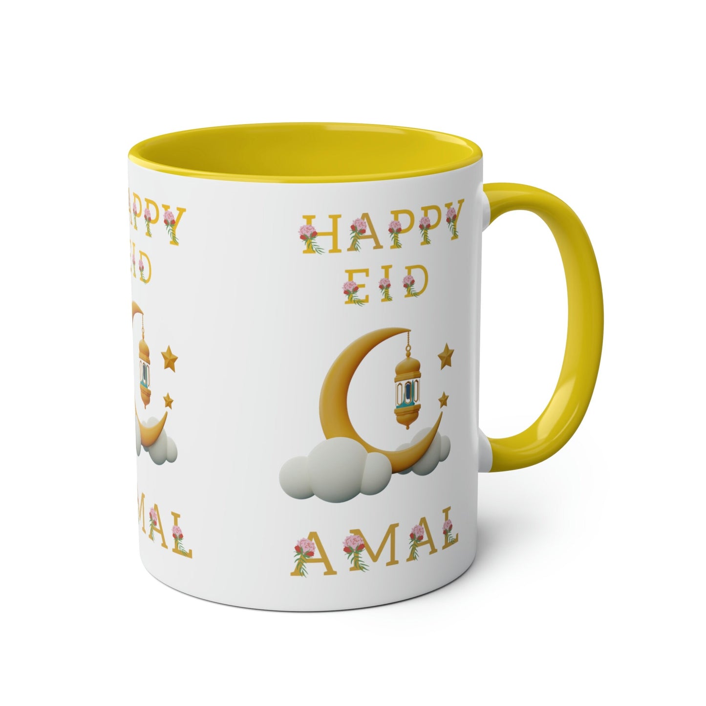 11 Oz Personalized Eid Mubarak Two-Tone Coffee Mugs, 11oz, Custom Eid Gift, Islamic Gift