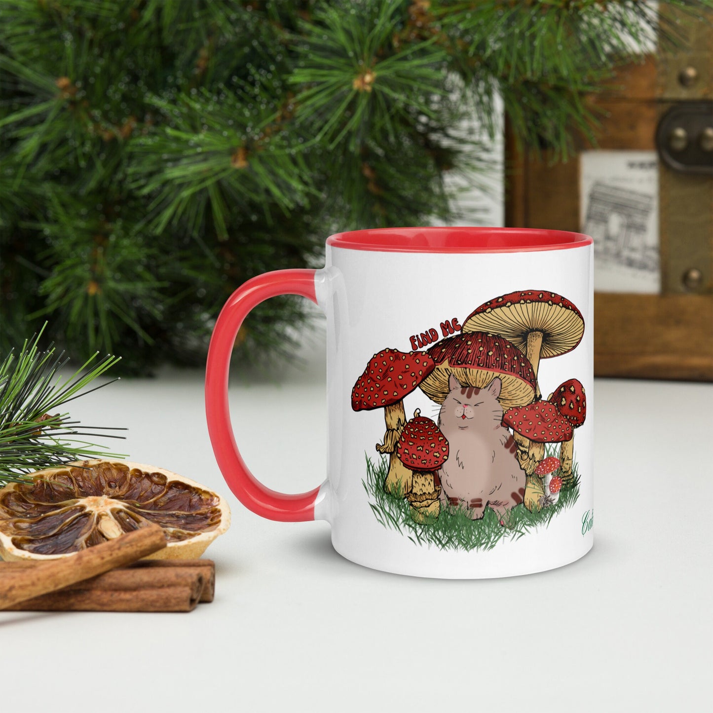 Mushroom Coffee Mug, 11 Oz Cottage Core Mug with Color Inside,